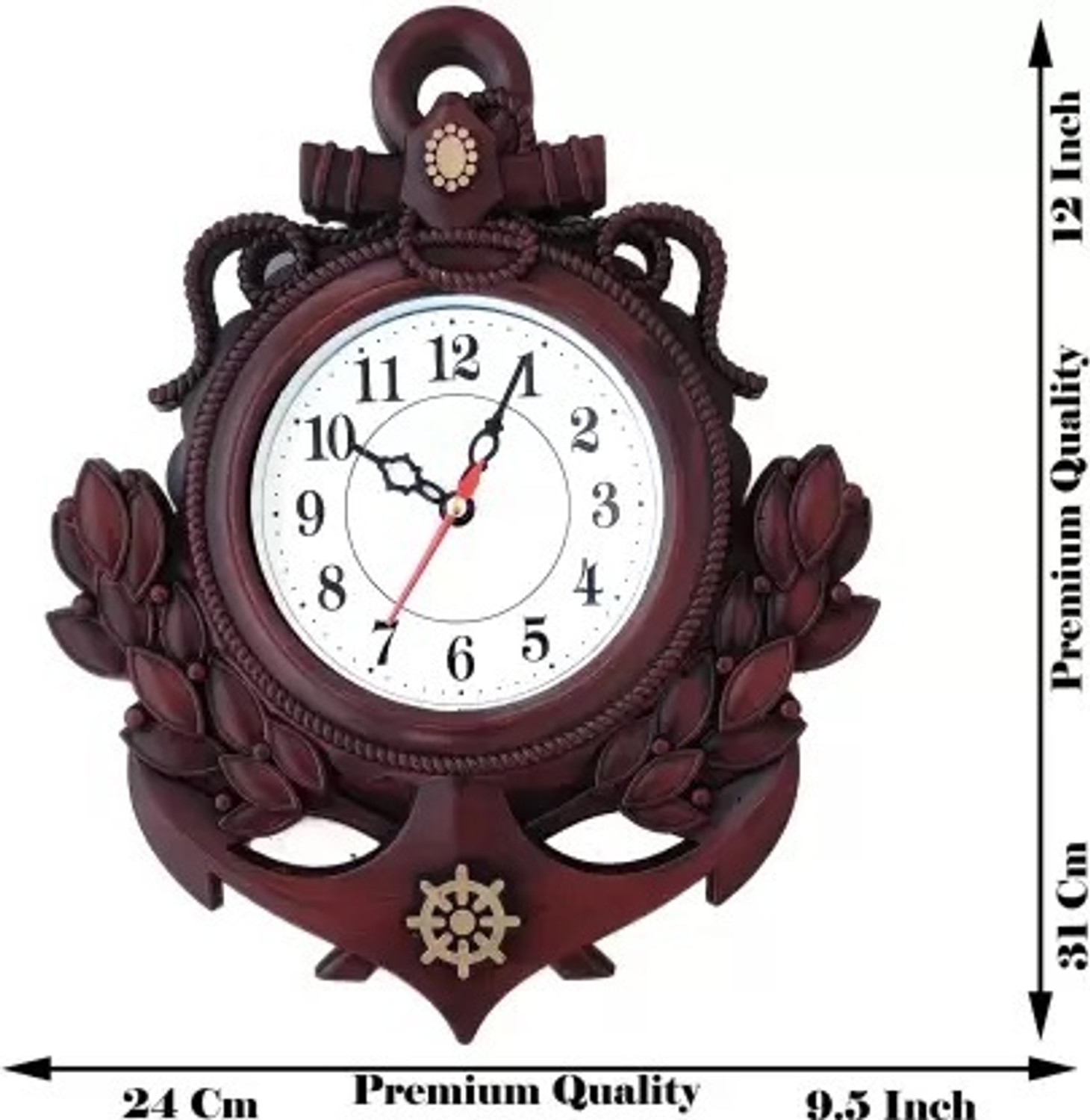 Image of Moonatic Analog 31 cm X 24 cm Wall Clock (Brown, With Glass, Standard)