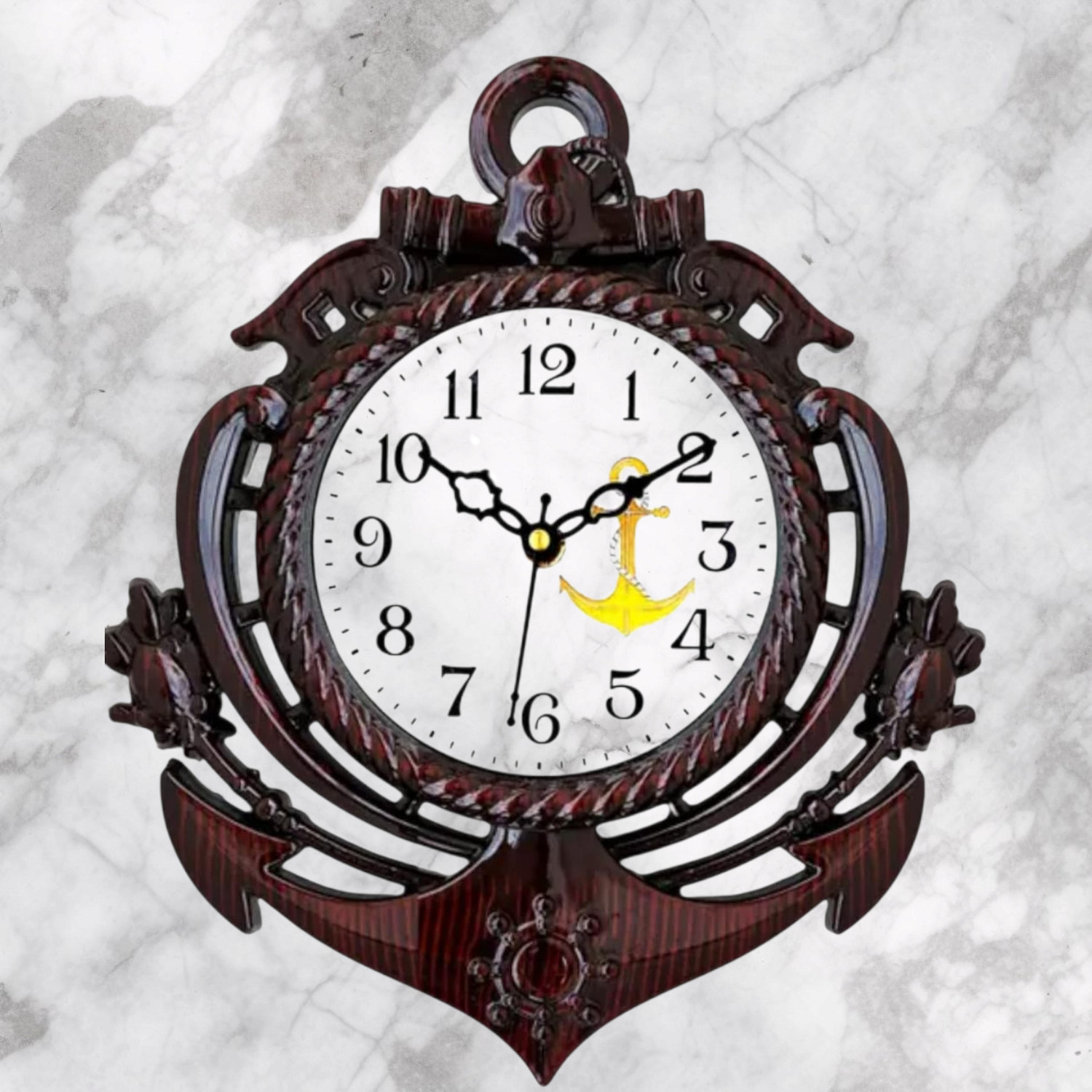 Image of Moonatic Analog 31 cm X 24 cm Wall Clock (Brown, With Glass, Standard)