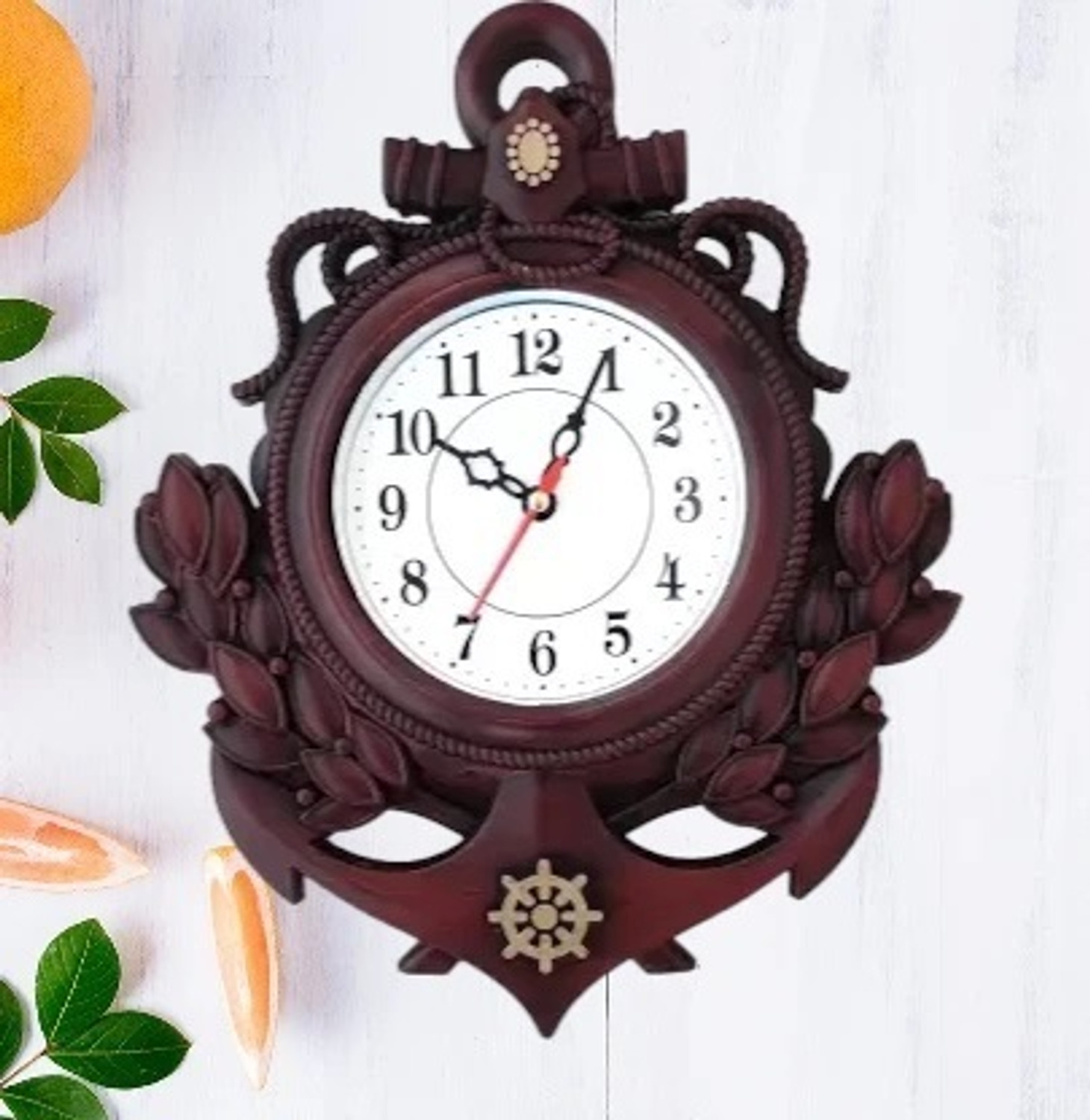 Image of Moonatic Analog 31 cm X 24 cm Wall Clock (Brown, With Glass, Standard)
