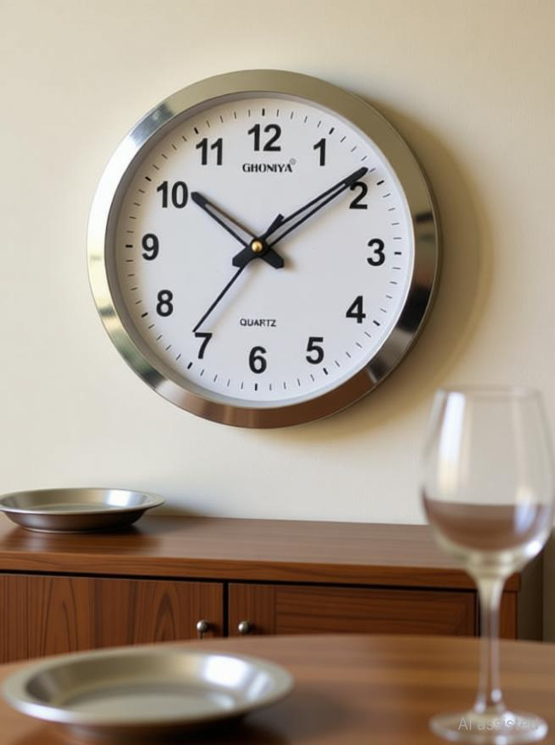 Image of Moonatic Analog 31 cm X 24 cm Wall Clock (Brown, With Glass, Standard)