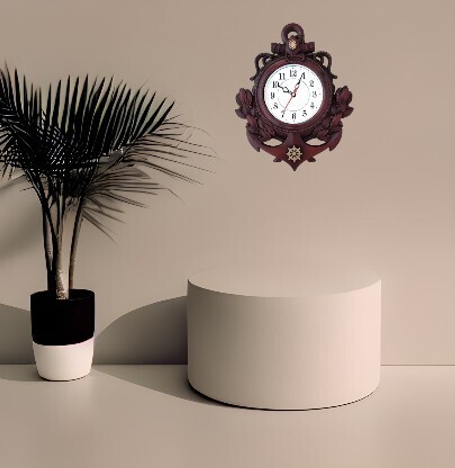 Image of Moonatic Analog 31 cm X 24 cm Wall Clock (Brown, With Glass, Standard)