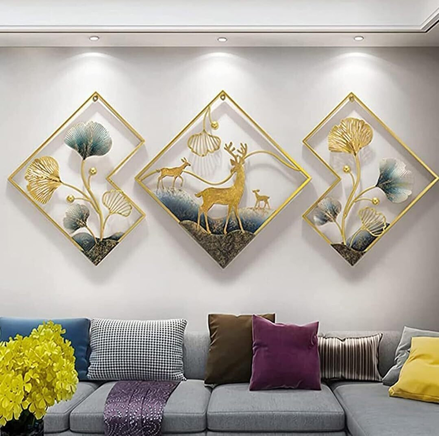 Zanaat Metal Abstract Figures Handcrafted Wall Sculpture Wall Art for 