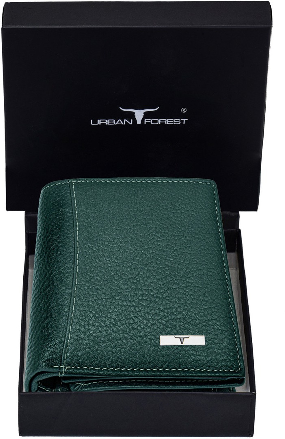 Men Green Genuine Leather Wallet - Regular Size  (9 Card Slots)
