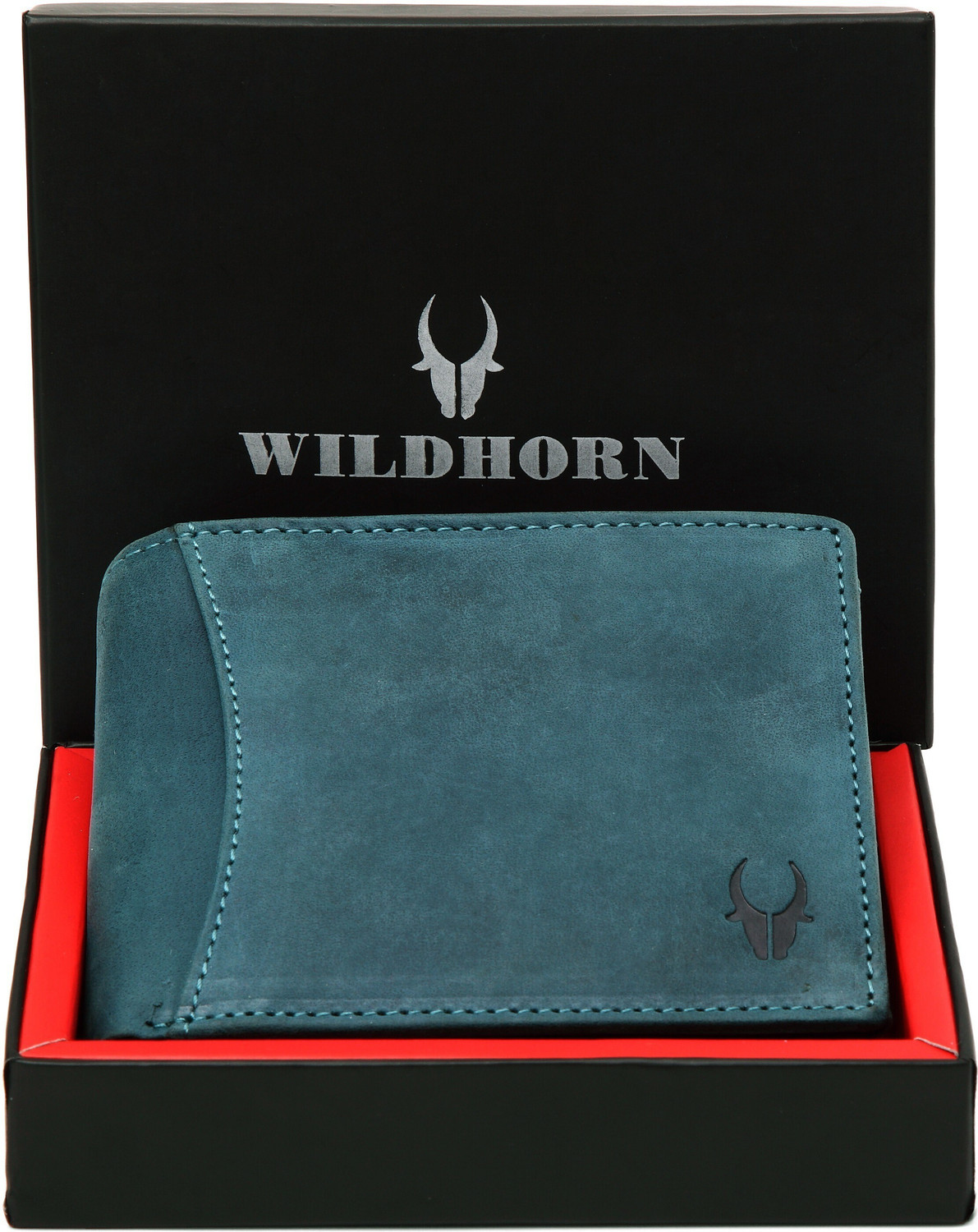 Men Blue Genuine Leather RFID  Wallet - Mini  (6 Card Slots)