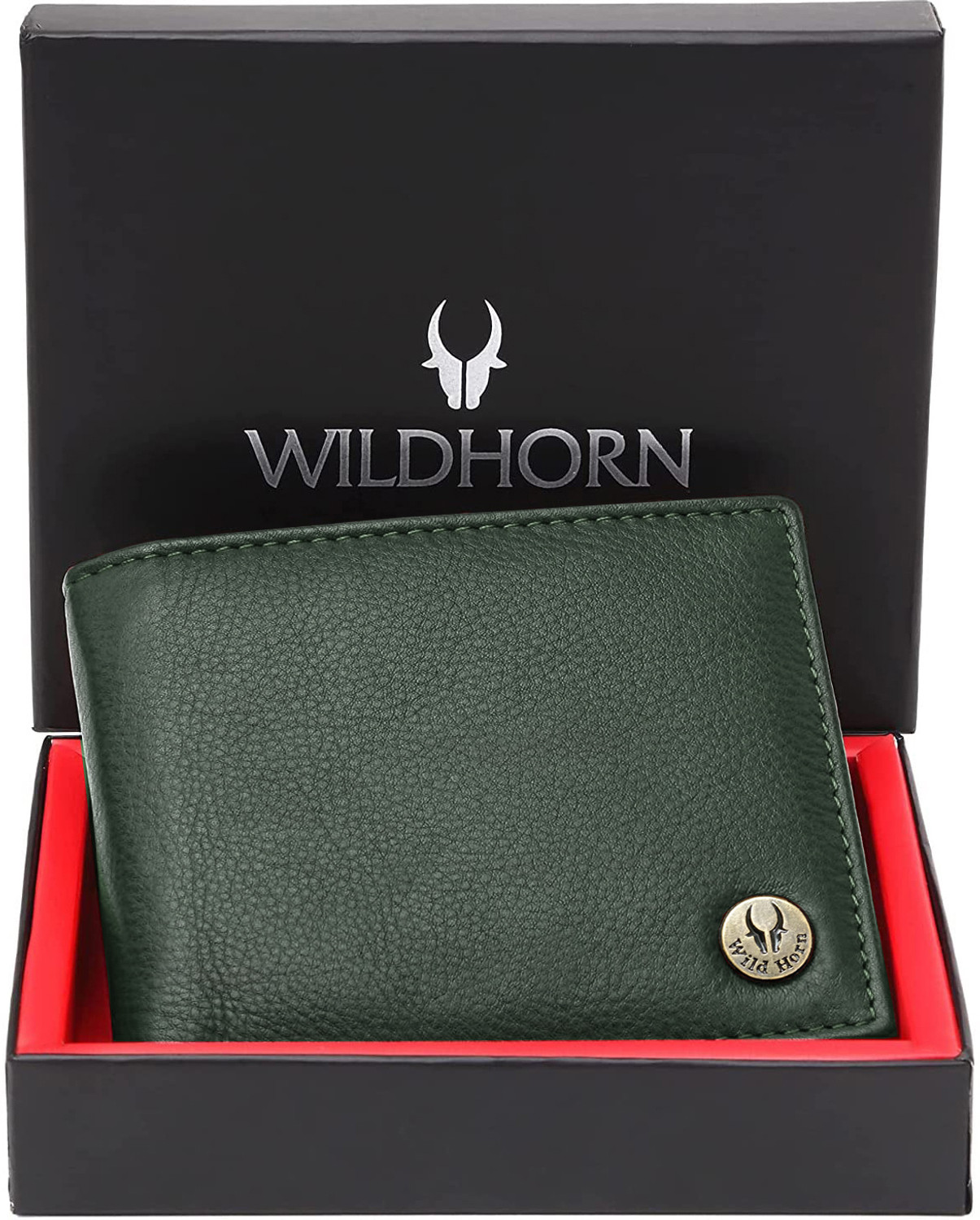 Men Green Genuine Leather RFID  Wallet - Mini  (5 Card Slots)