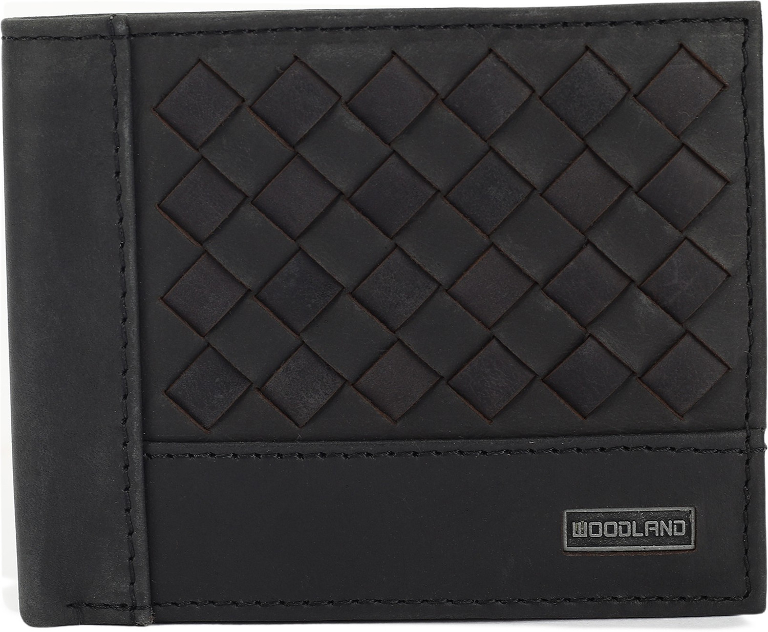 WOODLAND Men Casual Black Genuine Leather Wallet 8 Card Slots