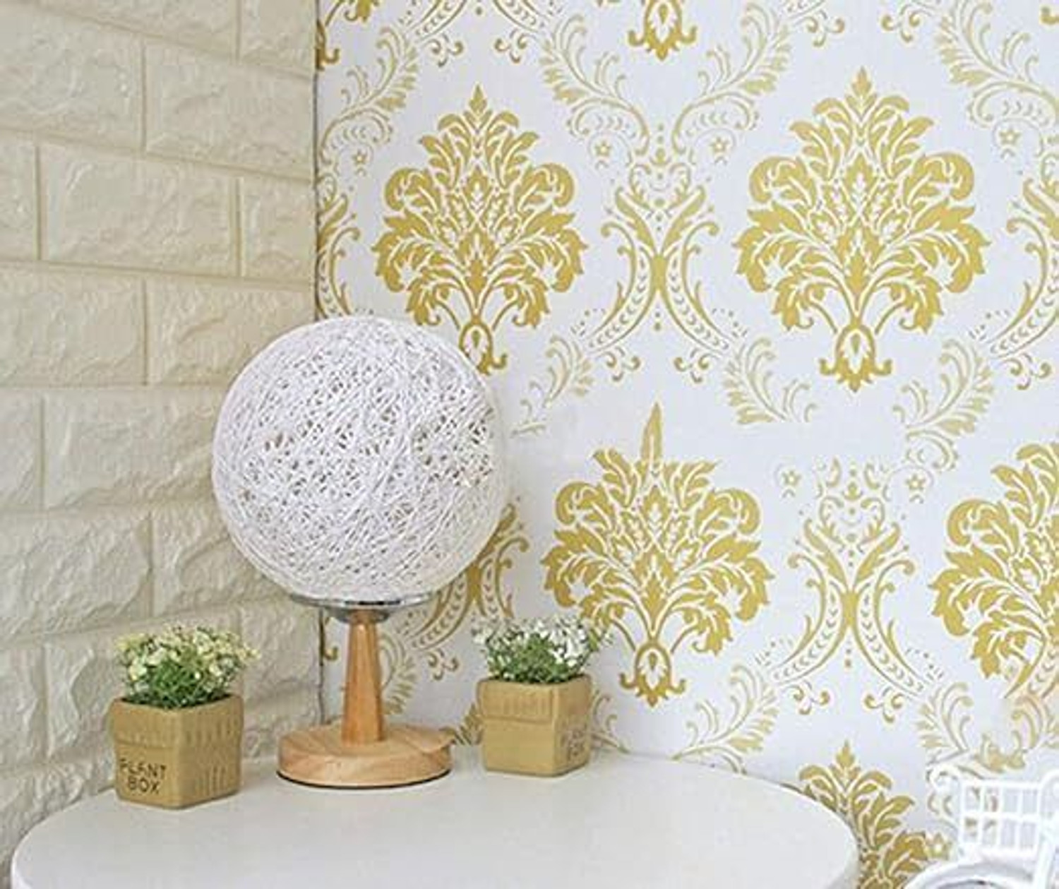 Image of yes collections 100 cm x 45 cm Waterproof Decorative Vinyl Wallpaper (White, Gold)
