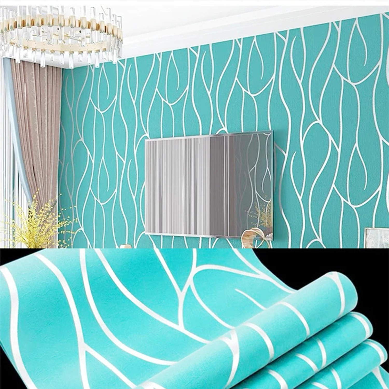 Image of Floppy 300 cm x 45 cm Classics Paper Wallpaper (Blue, White)