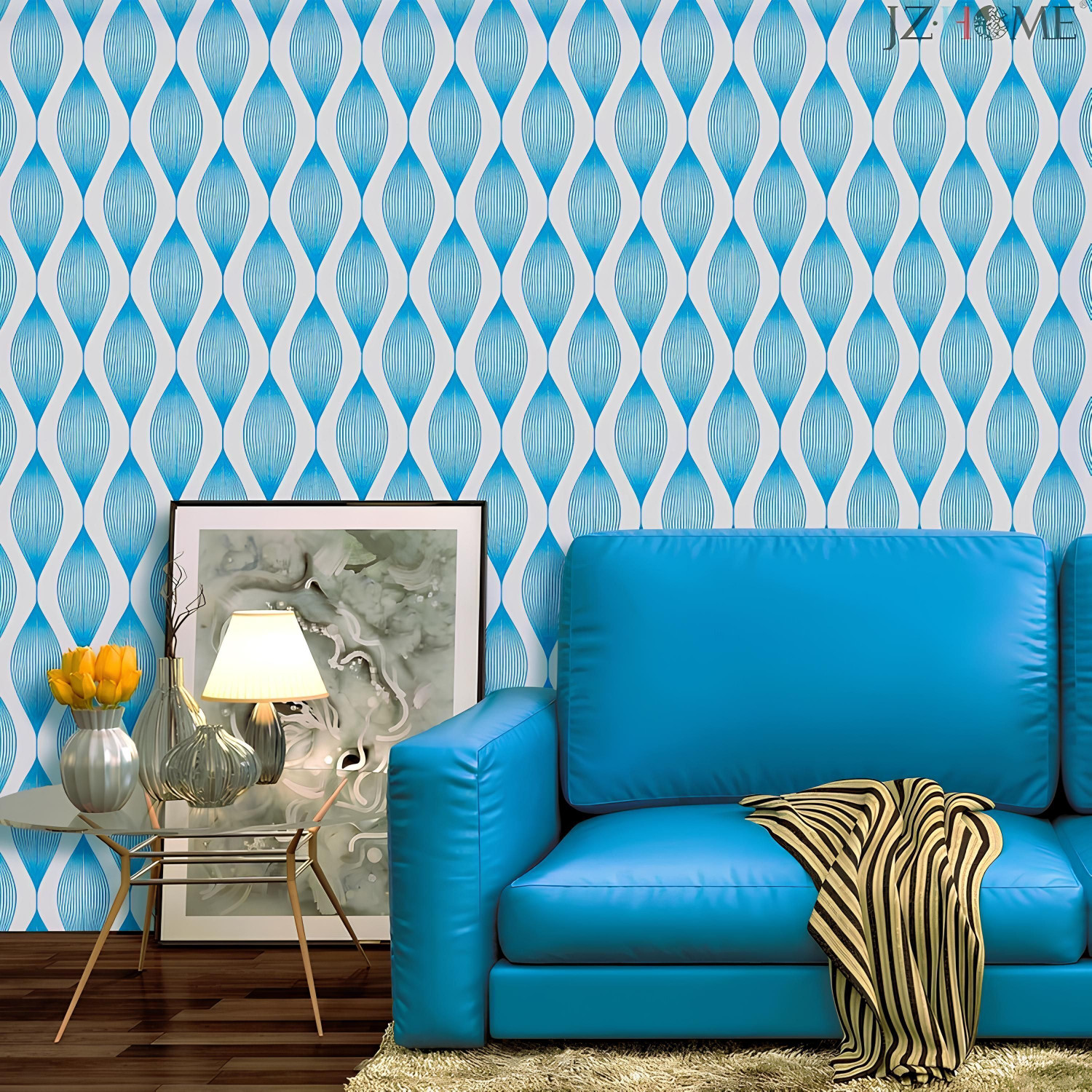 Image of Floppy 300 cm x 45 cm Classics Paper Wallpaper (Blue, White)