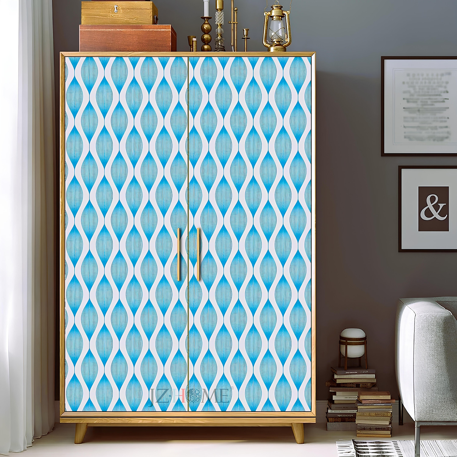 Image of Floppy 300 cm x 45 cm Classics Paper Wallpaper (Blue, White)