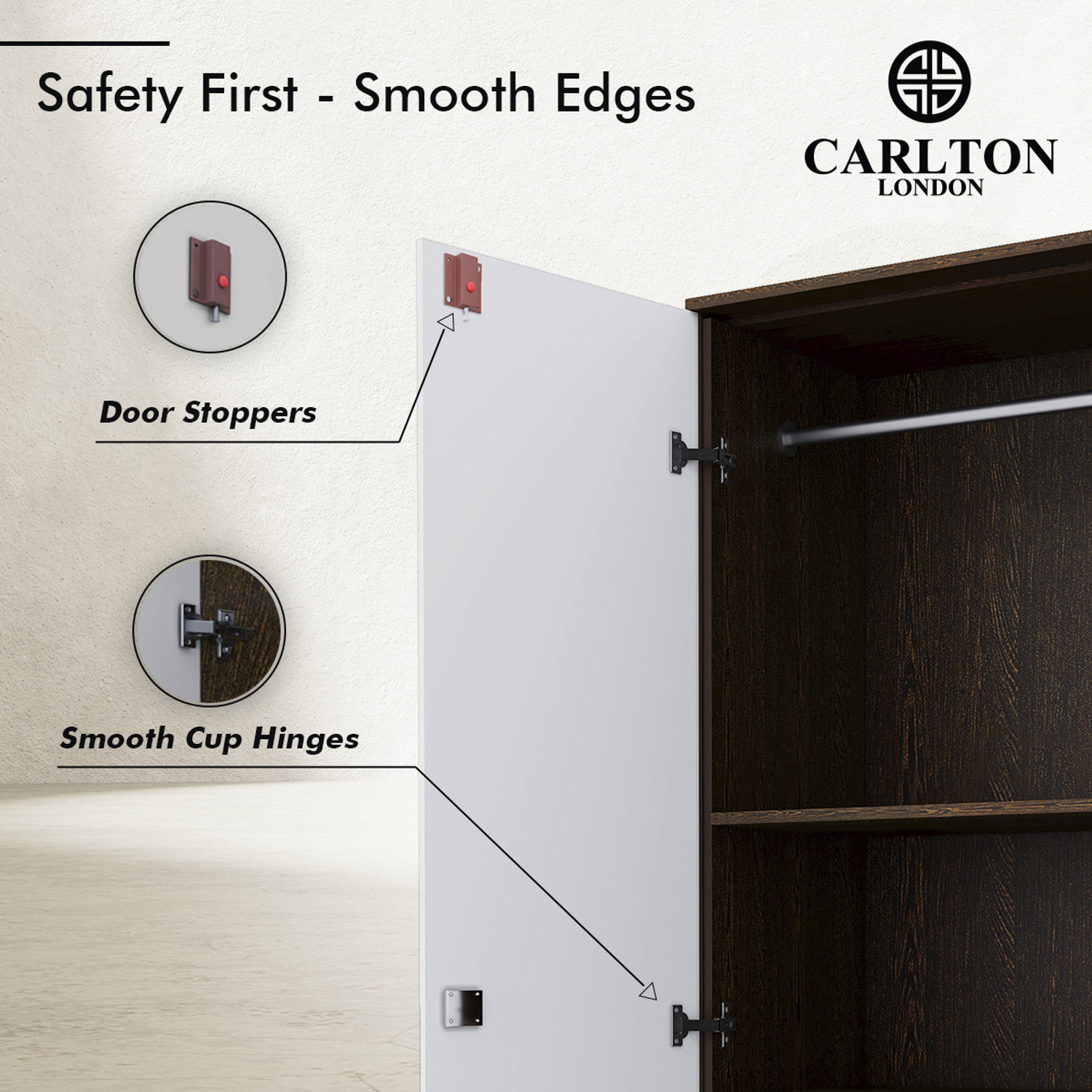 Image of CARLTON LONDON PHOENIX Engineered Wood 3 Door Wardrobe