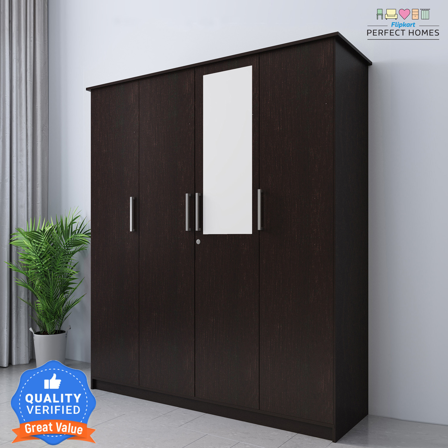 Image of THE ATTIC Solid Wood 2 Door Wardrobe (Finish Color - Honey, Pre-assembled)
