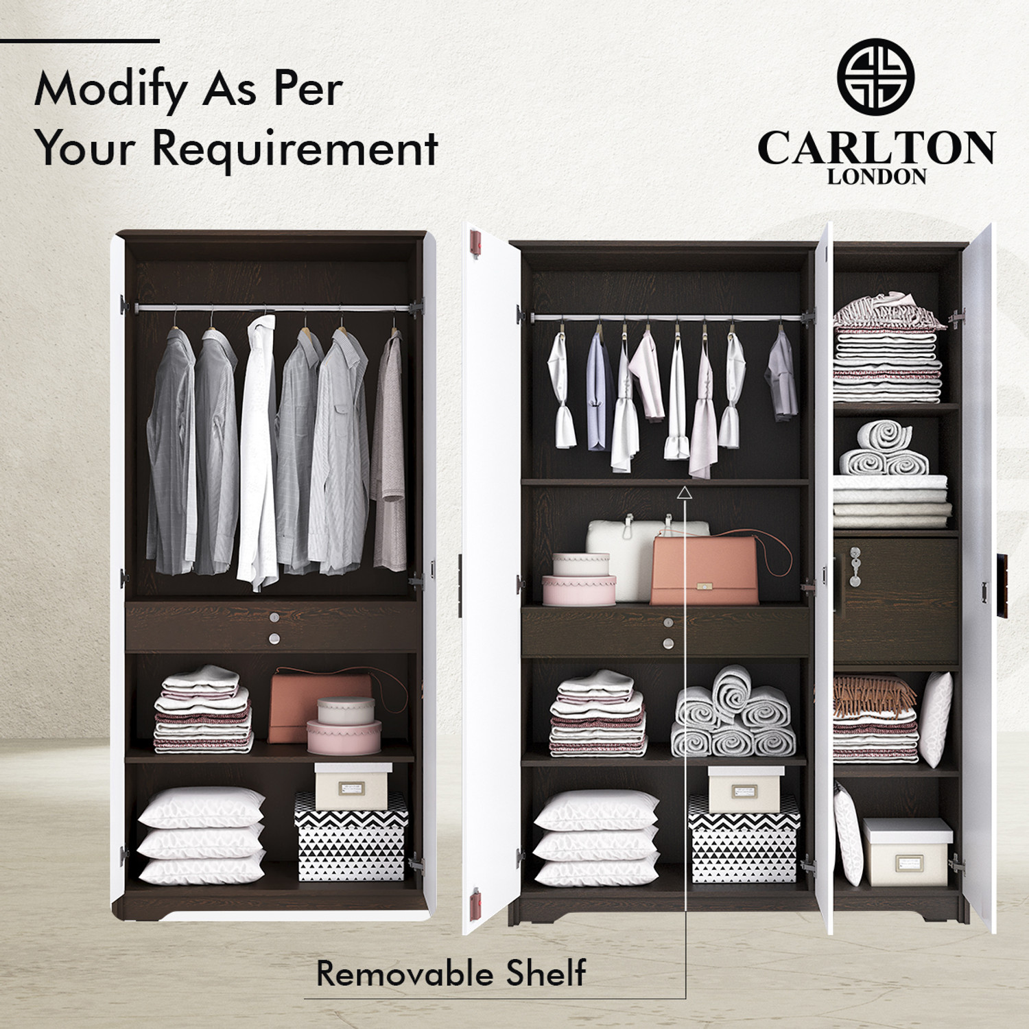 Image of CARLTON LONDON PHOENIX Engineered Wood 3 Door Wardrobe