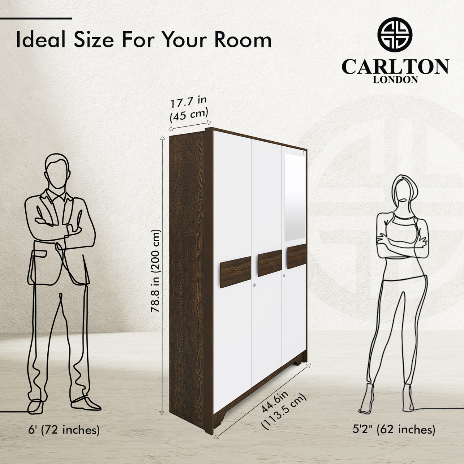 Image of CARLTON LONDON PHOENIX Engineered Wood 3 Door Wardrobe