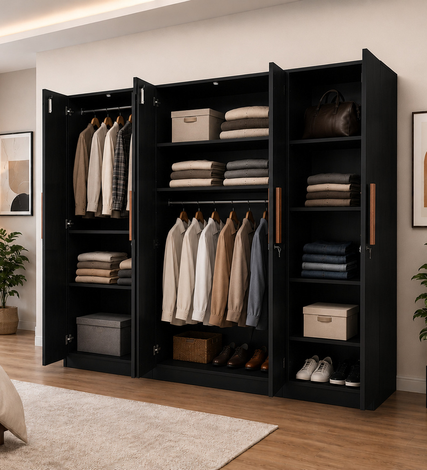 Image of THE ATTIC Solid Wood 2 Door Wardrobe (Finish Color - Honey, Pre-assembled)
