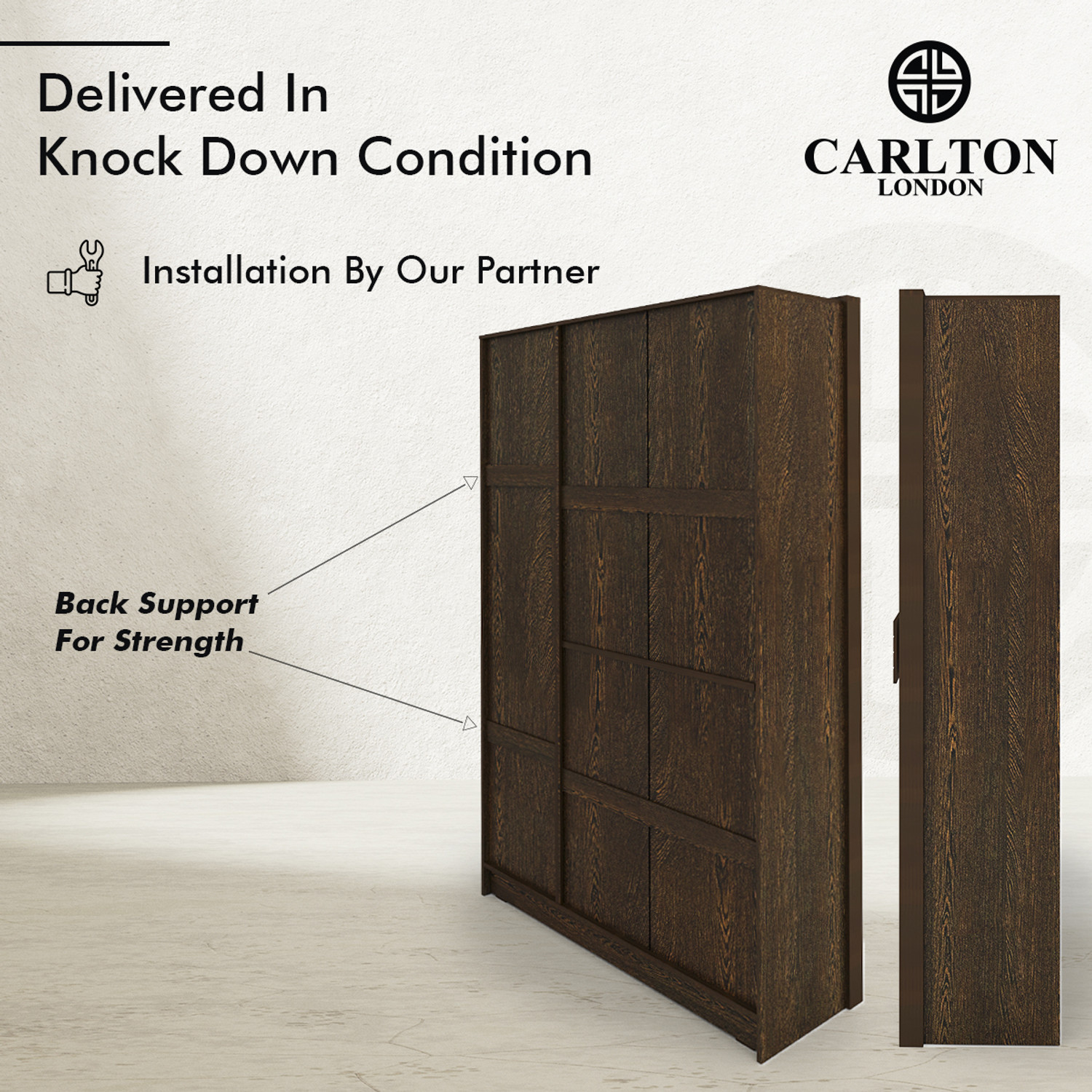 Image of CARLTON LONDON PHOENIX Engineered Wood 3 Door Wardrobe