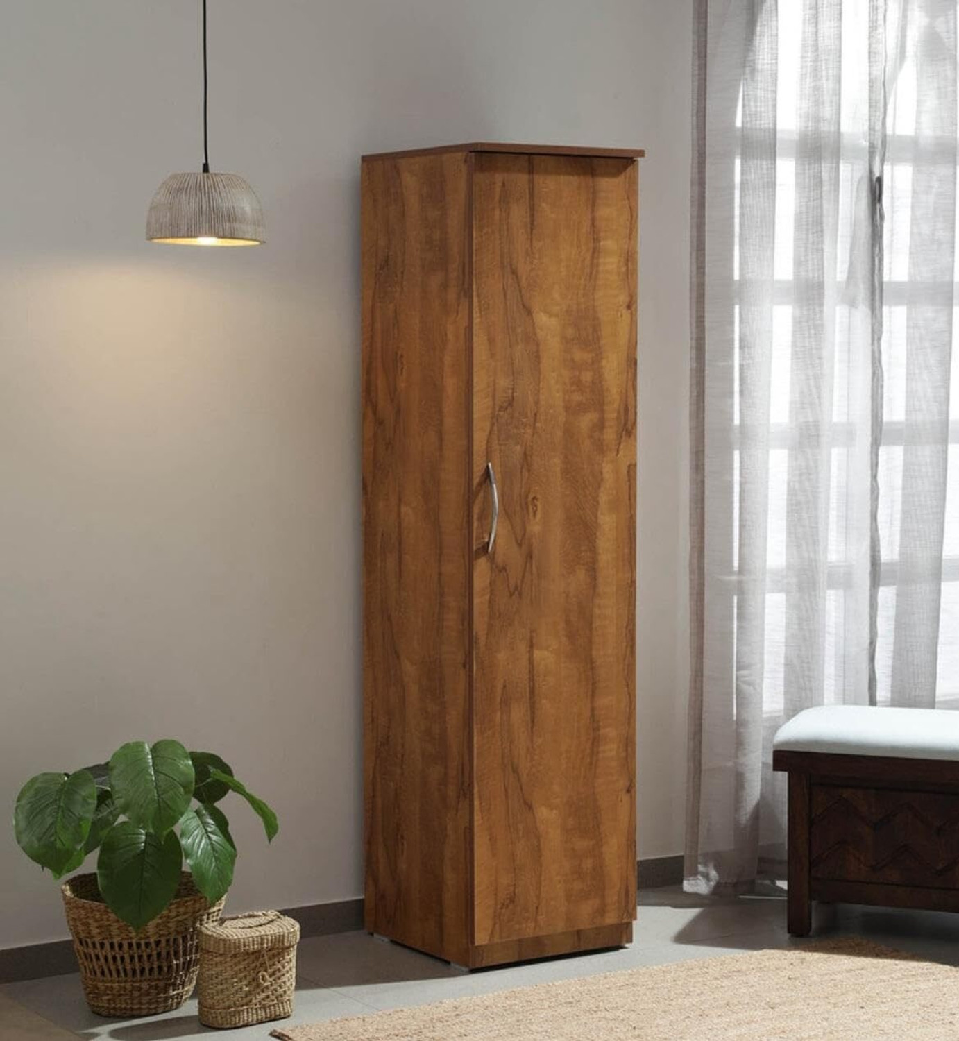 Image of THE ATTIC Solid Wood 2 Door Wardrobe (Finish Color - Honey, Pre-assembled)
