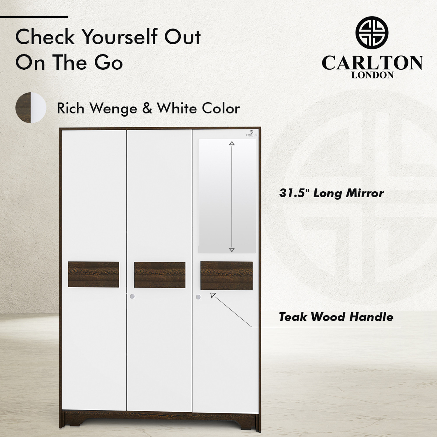 Image of CARLTON LONDON PHOENIX Engineered Wood 3 Door Wardrobe