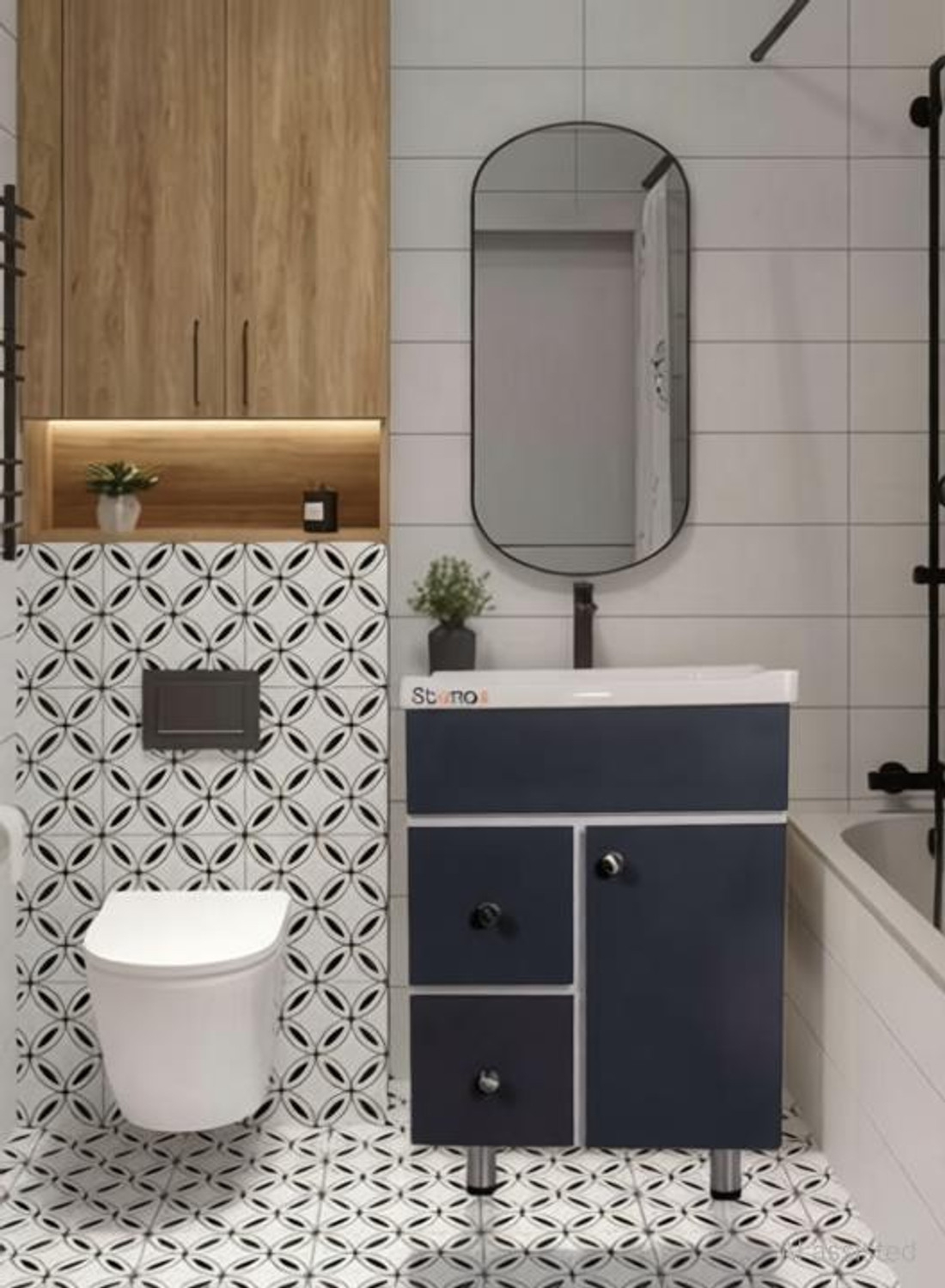 stymax V385 freestanding Wash Basin Vanity HDHMR Wood Wash Basin Cabin