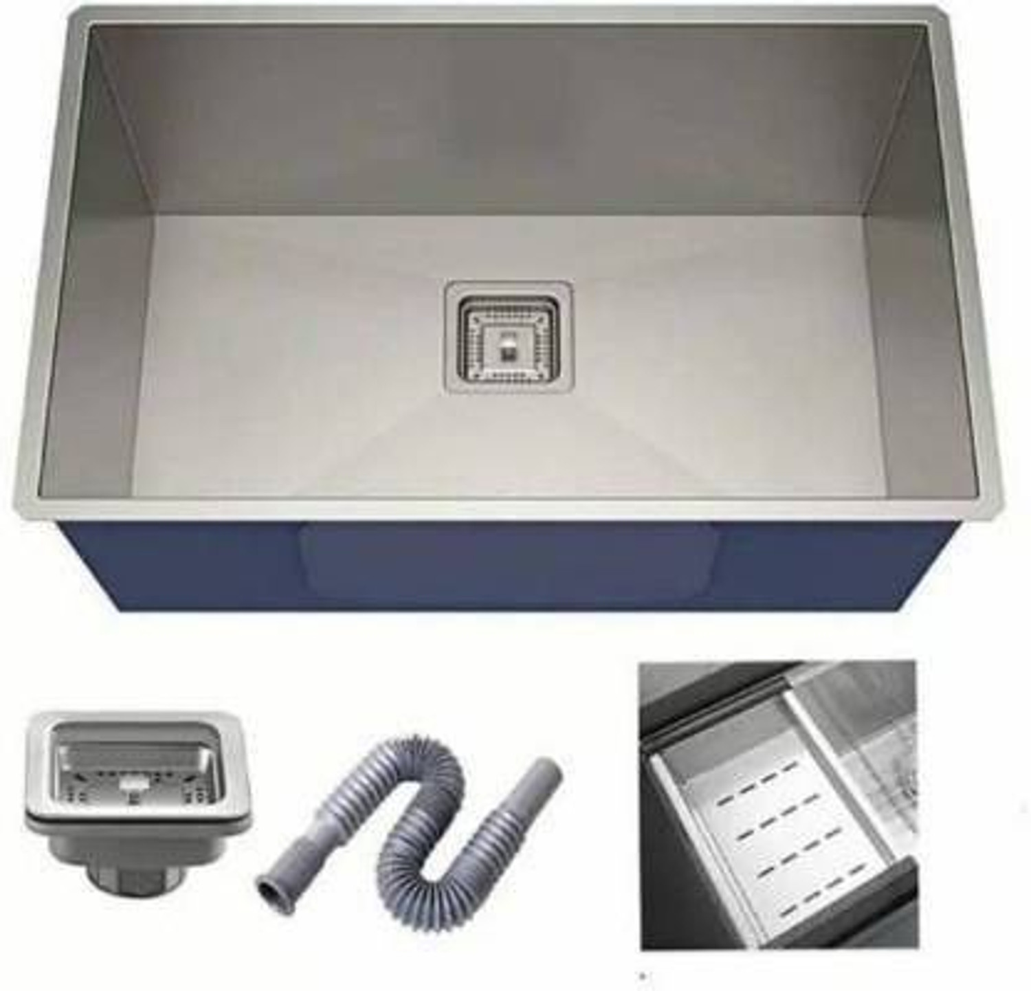ROSSIL 304 HANDMADE KITCHEN SINK HEAVY-DUTY PREMIUM QUALITY CHROME MATT FINISH (24"×18"×10") SILVER WEIGHT 8KG Premium quality Single bowl handmade kitchen sink 304 HANDMADE KITCHEN SINK HEAVY-DUTY PREMIUM QUALITY CHROME MATT FINISH (24"×18"×10") SILVER WEIGHT 8KG V