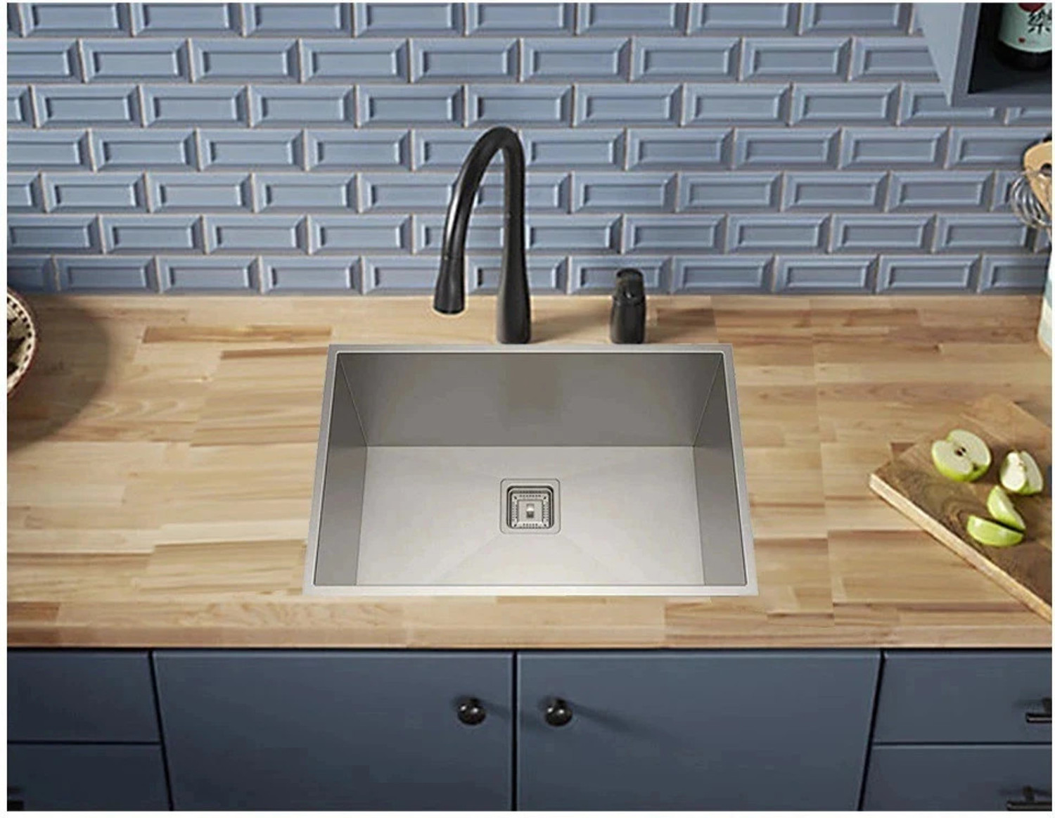 Prestige (24"X18"X10"Inch) 304 Grade Stainless Steel Matte Finish Kitchen Sink With Waste Coupling And drain basket , Vessel Sink  (silver)