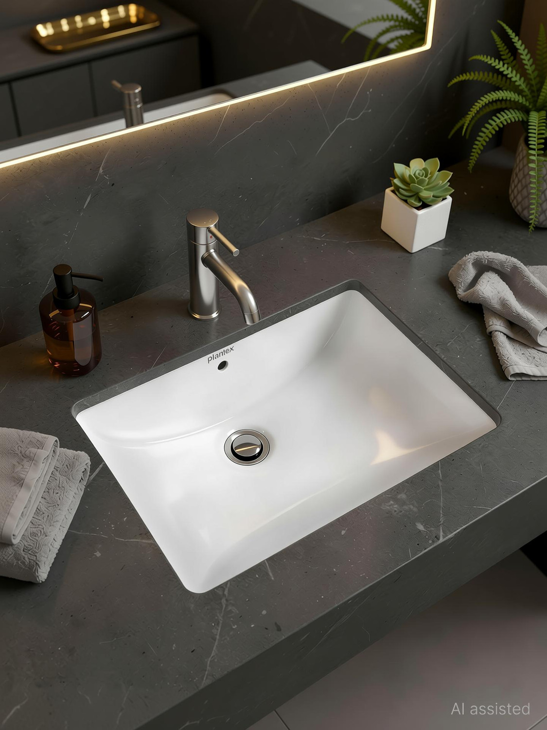 Basin for Bathroom/Under Mount Ceramic Basin/Basin for Home/Hotel Under Counter Basin (White)