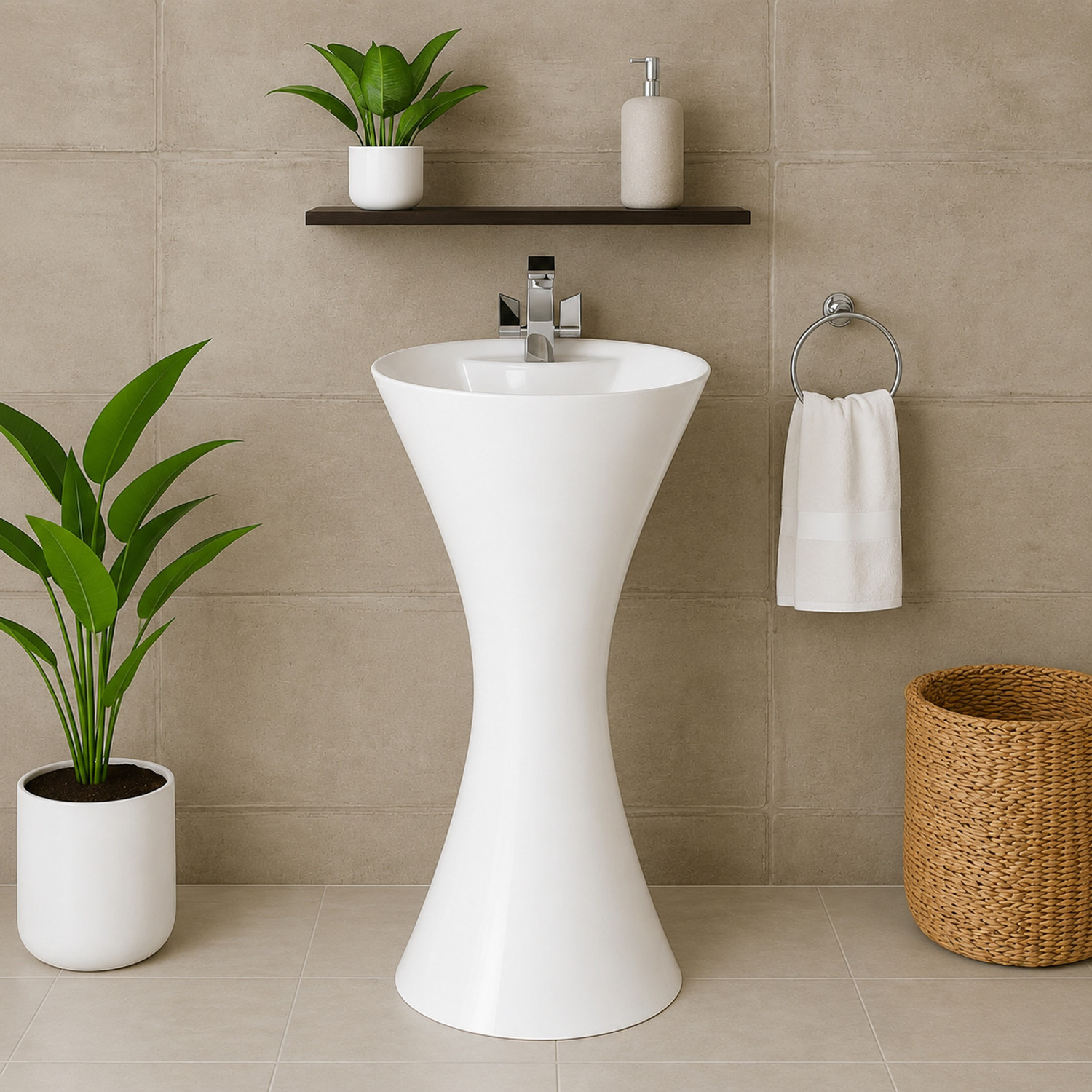 Image of CARA MARK wash basin standing| Wash basin|pedestal basin|pedestal wash basin|basin| Pedestal Basin (WHITE COLOR (SCRETCH PROOF AND Chemical Resistance))
