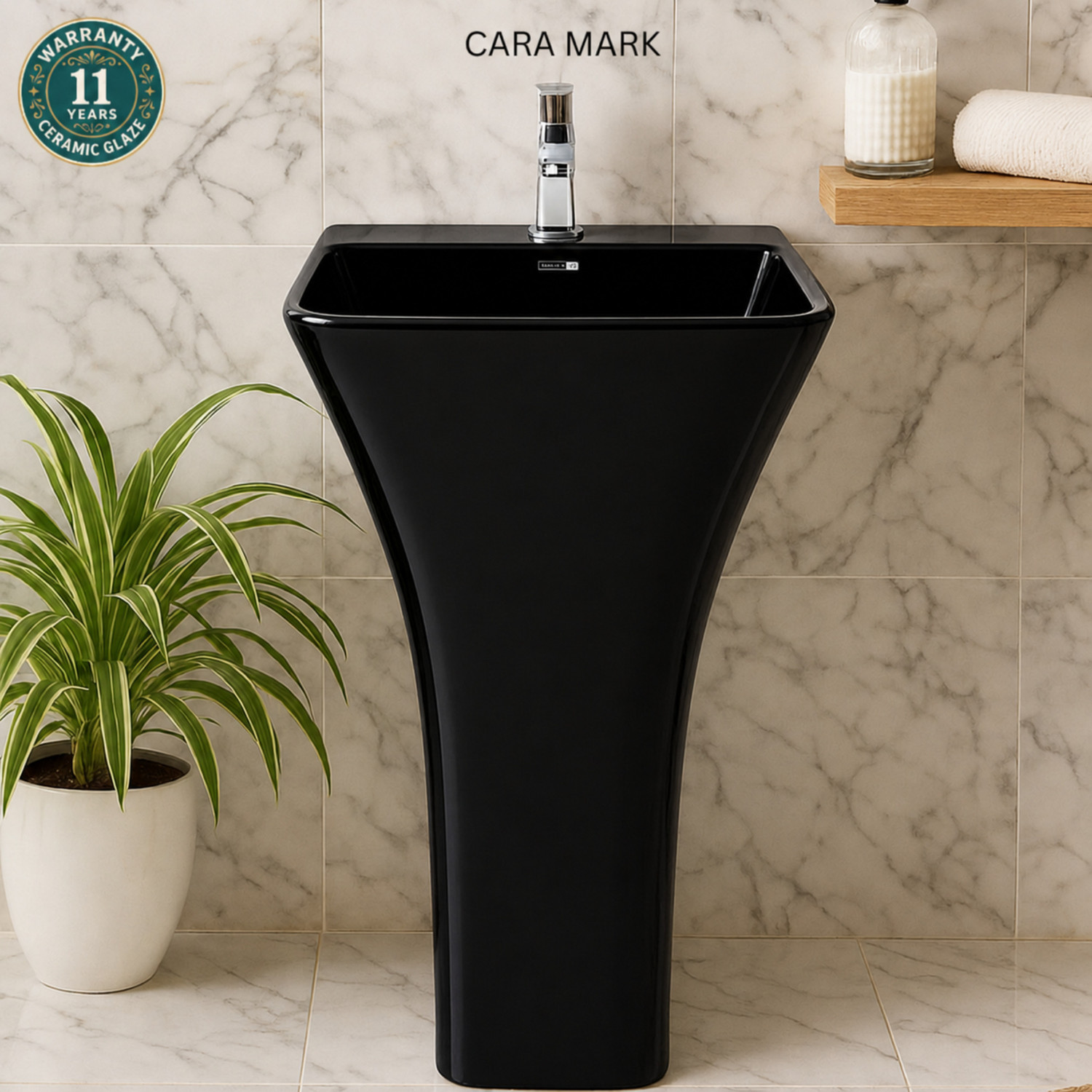 Image of CARA MARK wash basin standing| Wash basin|pedestal basin|pedestal wash basin|basin| Pedestal Basin (WHITE COLOR (SCRETCH PROOF AND Chemical Resistance))