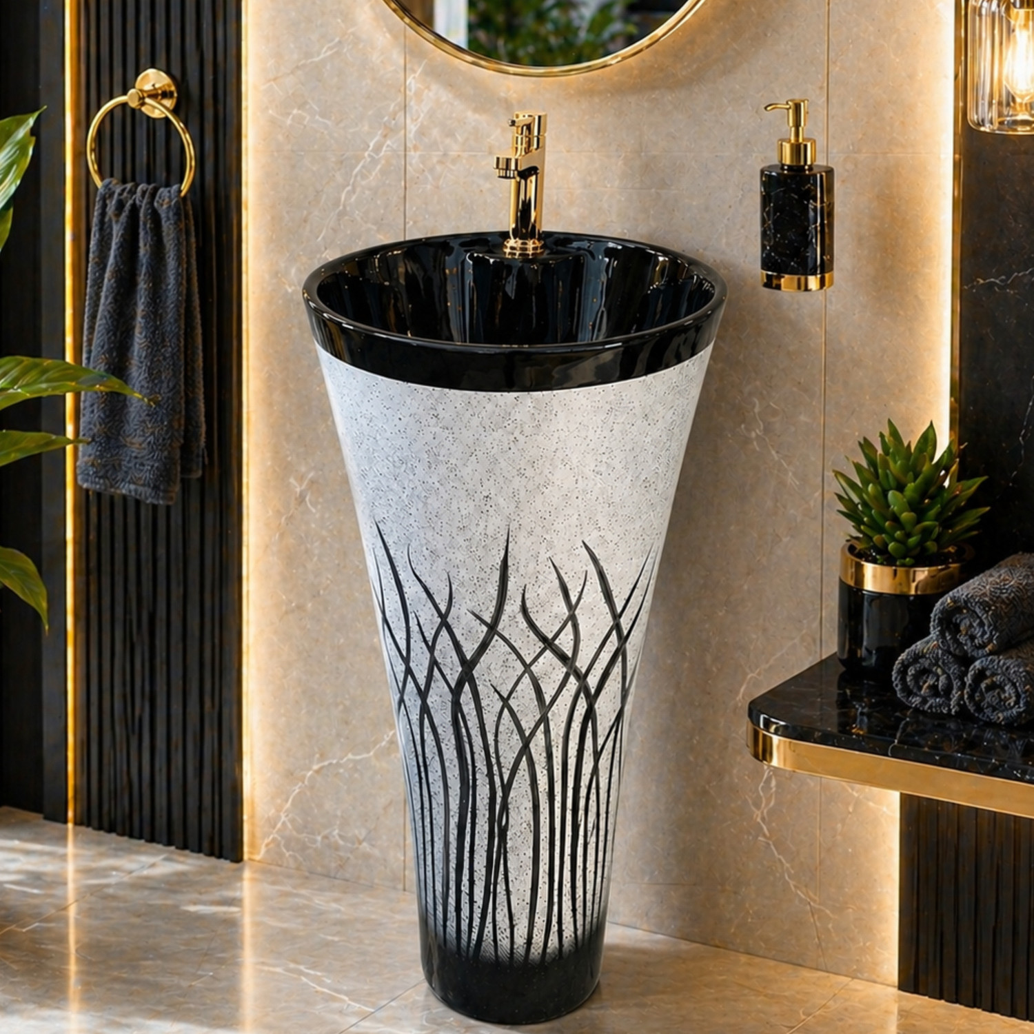Image of CARA MARK wash basin standing| Wash basin|pedestal basin|pedestal wash basin|basin| Pedestal Basin (WHITE COLOR (SCRETCH PROOF AND Chemical Resistance))