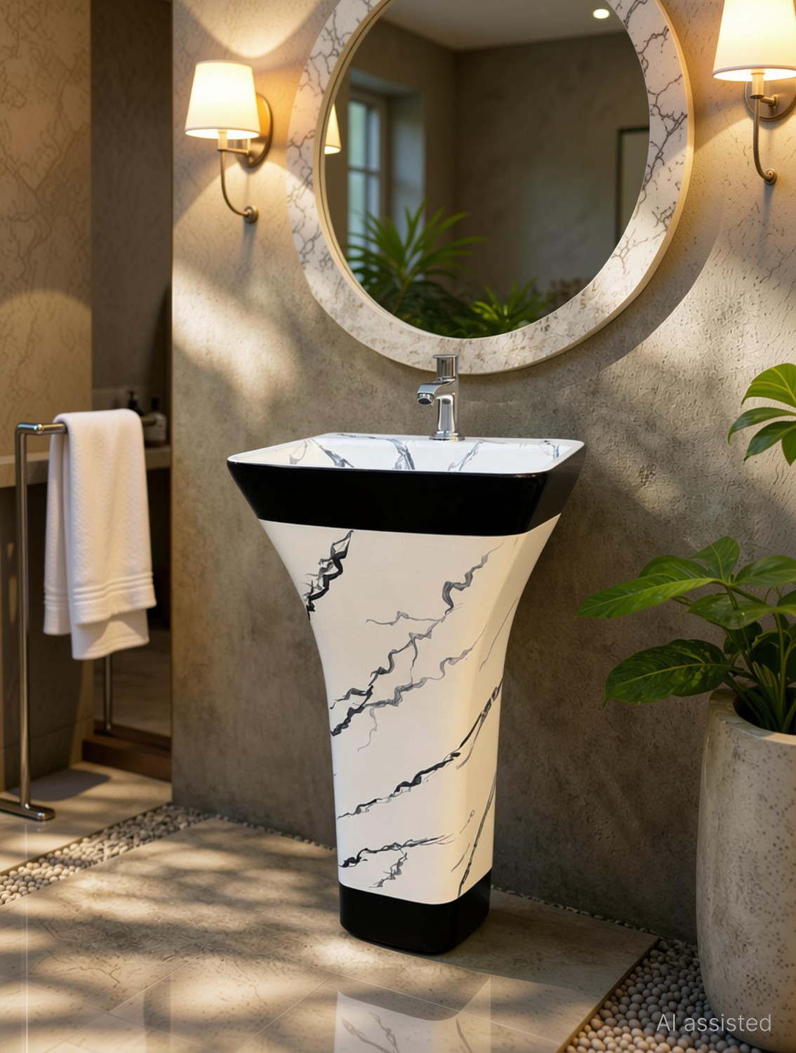 Image of CARA MARK wash basin standing| Wash basin|pedestal basin|pedestal wash basin|basin| Pedestal Basin (WHITE COLOR (SCRETCH PROOF AND Chemical Resistance))