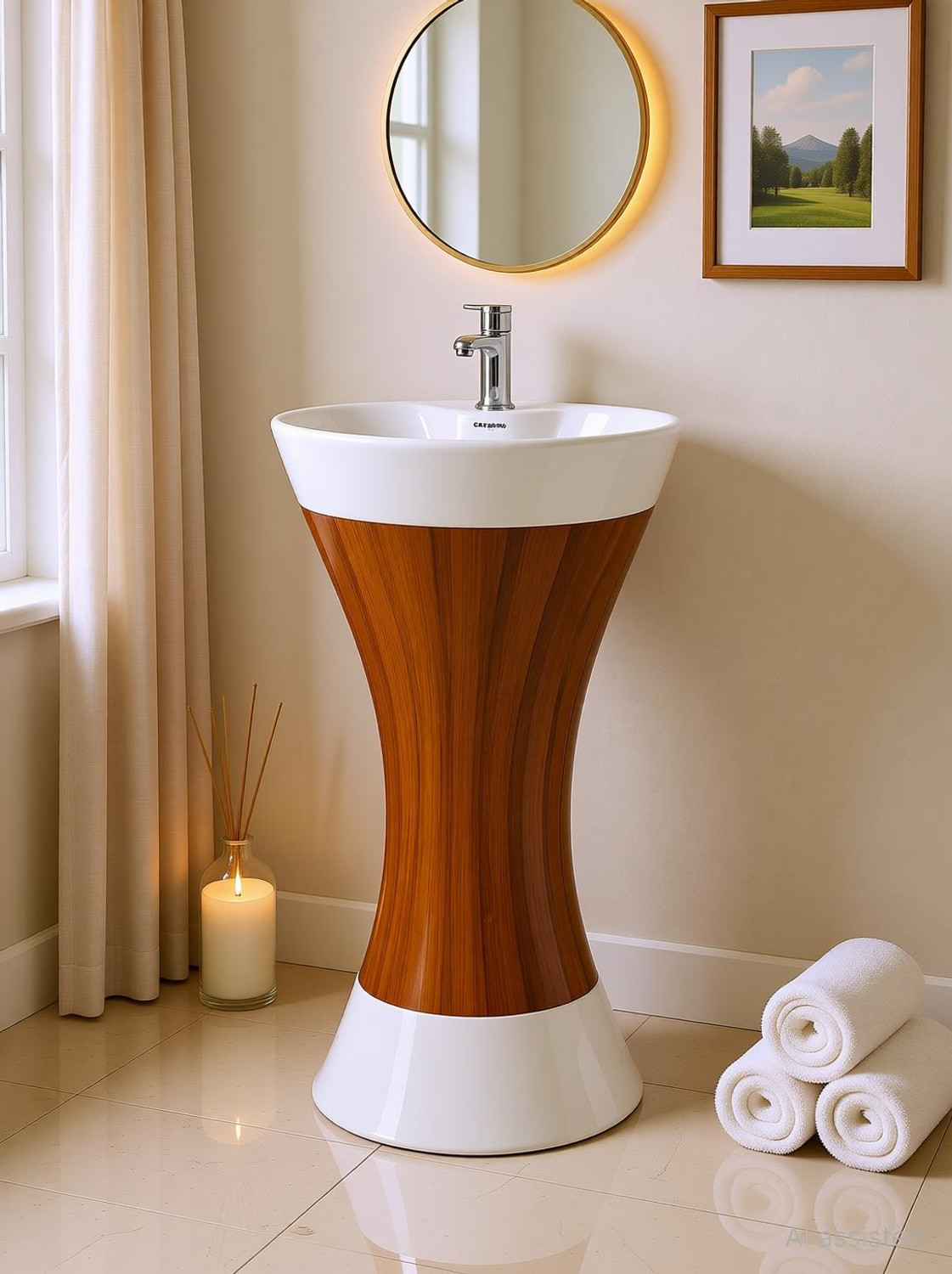 Image of CARA MARK wash basin standing| Wash basin|pedestal basin|pedestal wash basin|basin| Pedestal Basin (WHITE COLOR (SCRETCH PROOF AND Chemical Resistance))