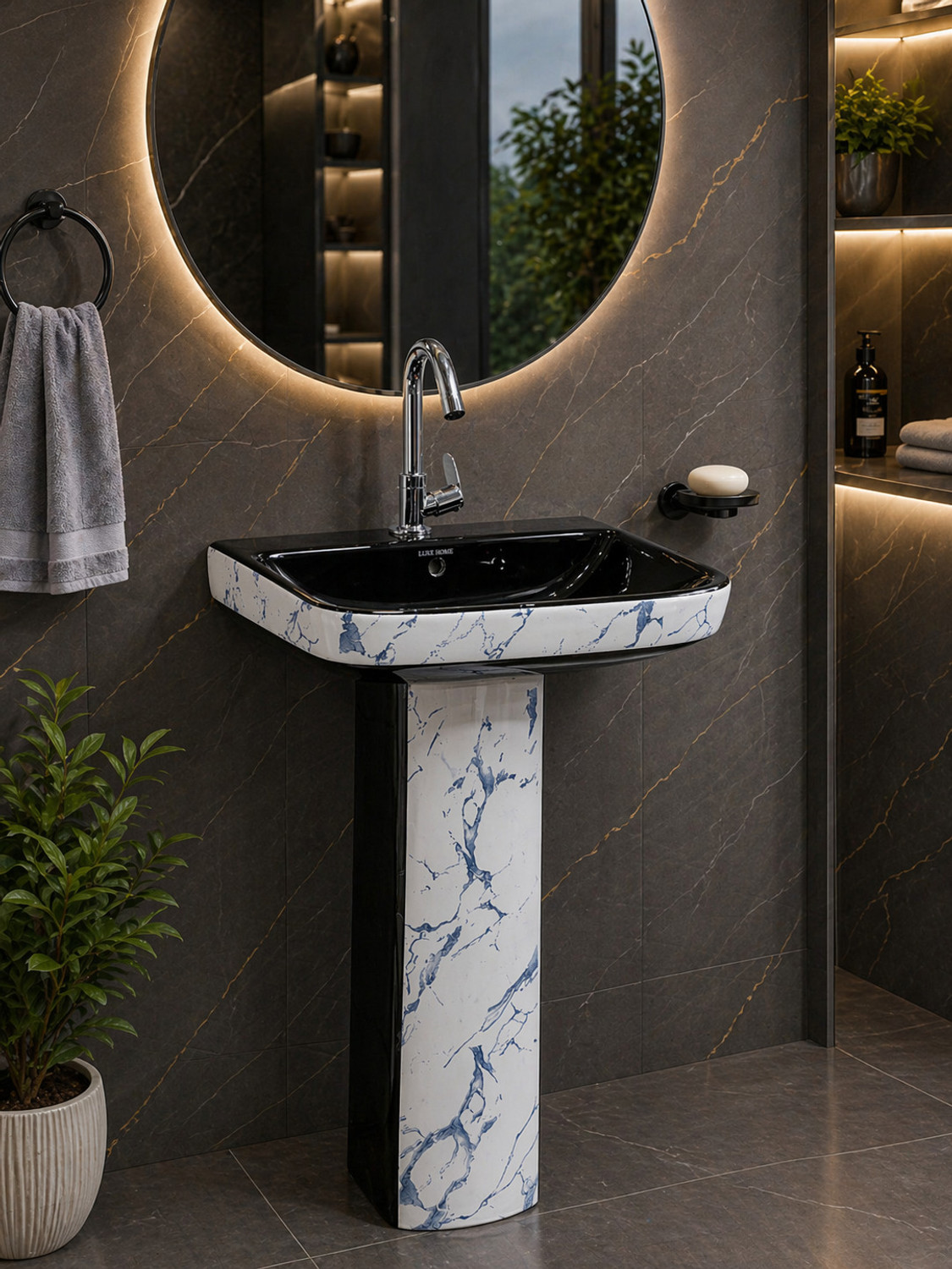 Image of CARA MARK wash basin standing| Wash basin|pedestal basin|pedestal wash basin|basin| Pedestal Basin (WHITE COLOR (SCRETCH PROOF AND Chemical Resistance))