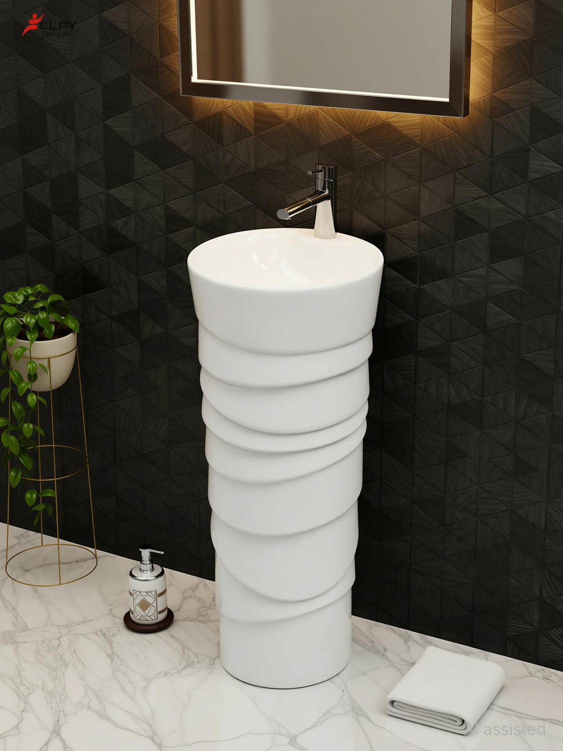 Image of CARA MARK wash basin standing| Wash basin|pedestal basin|pedestal wash basin|basin| Pedestal Basin (WHITE COLOR (SCRETCH PROOF AND Chemical Resistance))
