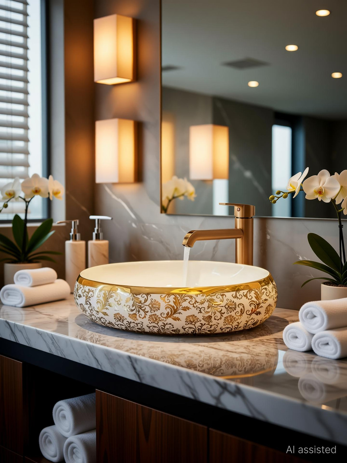 Image of CERAMICA CREATIONS CERAMICA Premium Designe Basin(L61 X W43 X H14Cm) HS 2203 CERAMIC TABLE TOP CERAMICA Premium Designer Basin(L61 X W43 X H14Cm) HS 2203 CERAMIC TABLE TOP Table Top Basin (WHITE, GOLDEN)