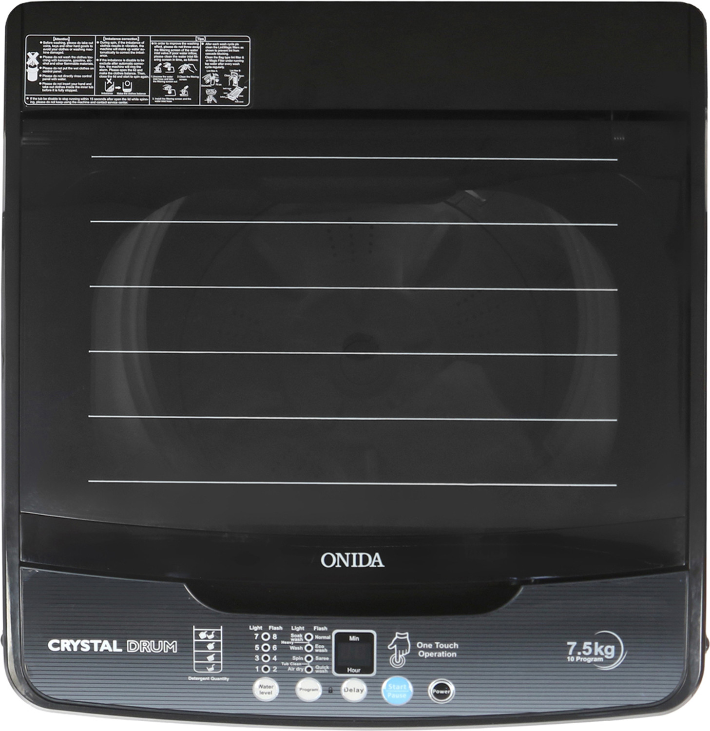 Image of ONIDA 7.5 kg 5 Star Dual Action Pulsator Quadra Scrub Fully Automatic Top Load Washing Machine Black