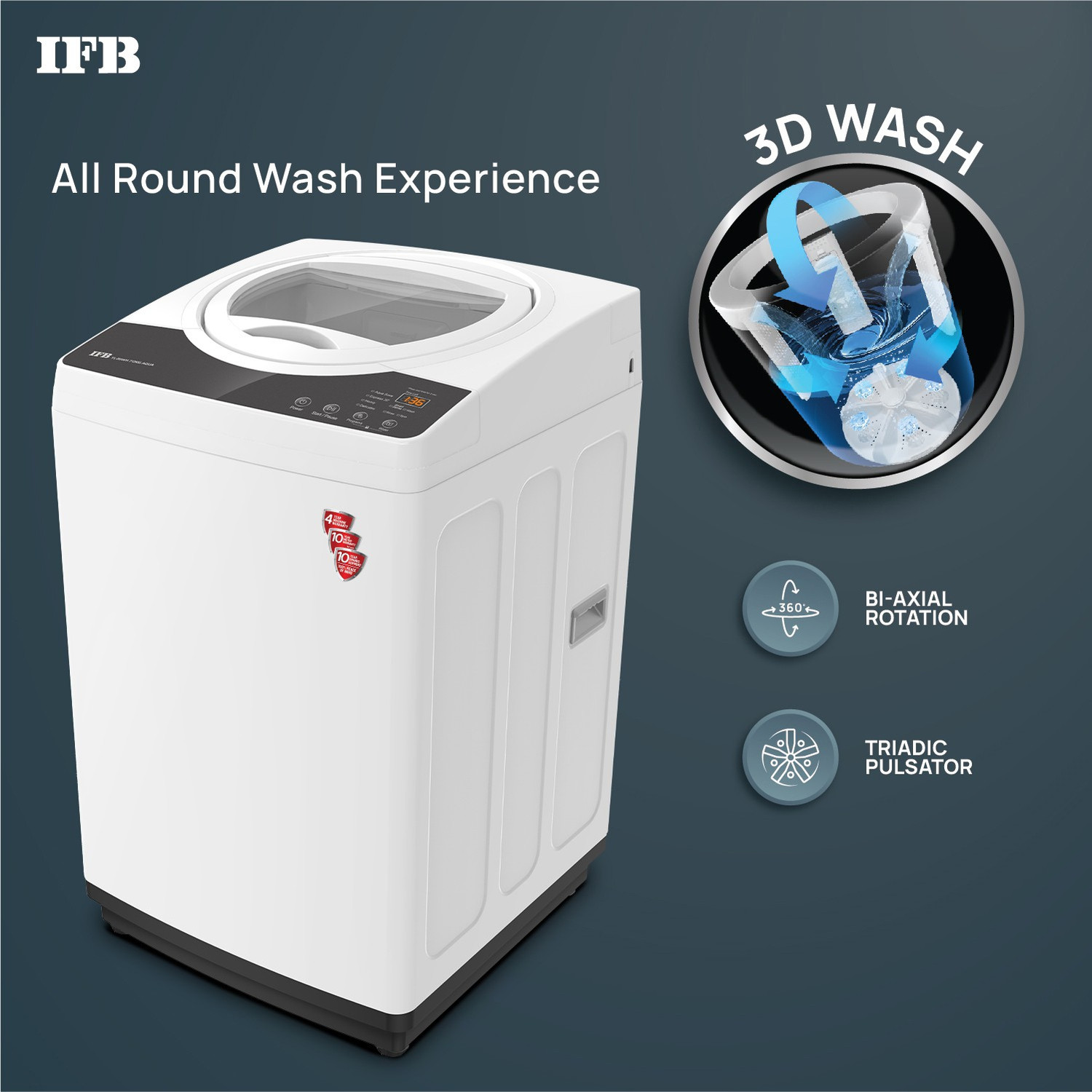 Image of IFB 7 kg 5 Star Aqua Conserve Hard Water Wash, Smart Sense Fully Automatic Top Load Washing Machine Grey, White