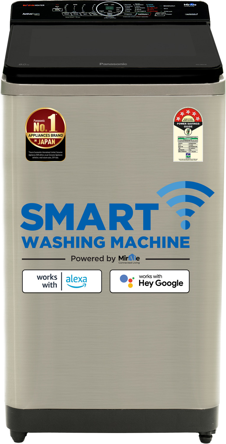 Image of Panasonic 8 kg Wi-Fi EnabledSmart Washing Machine Fully Automatic Top Load with In-built Heater Grey