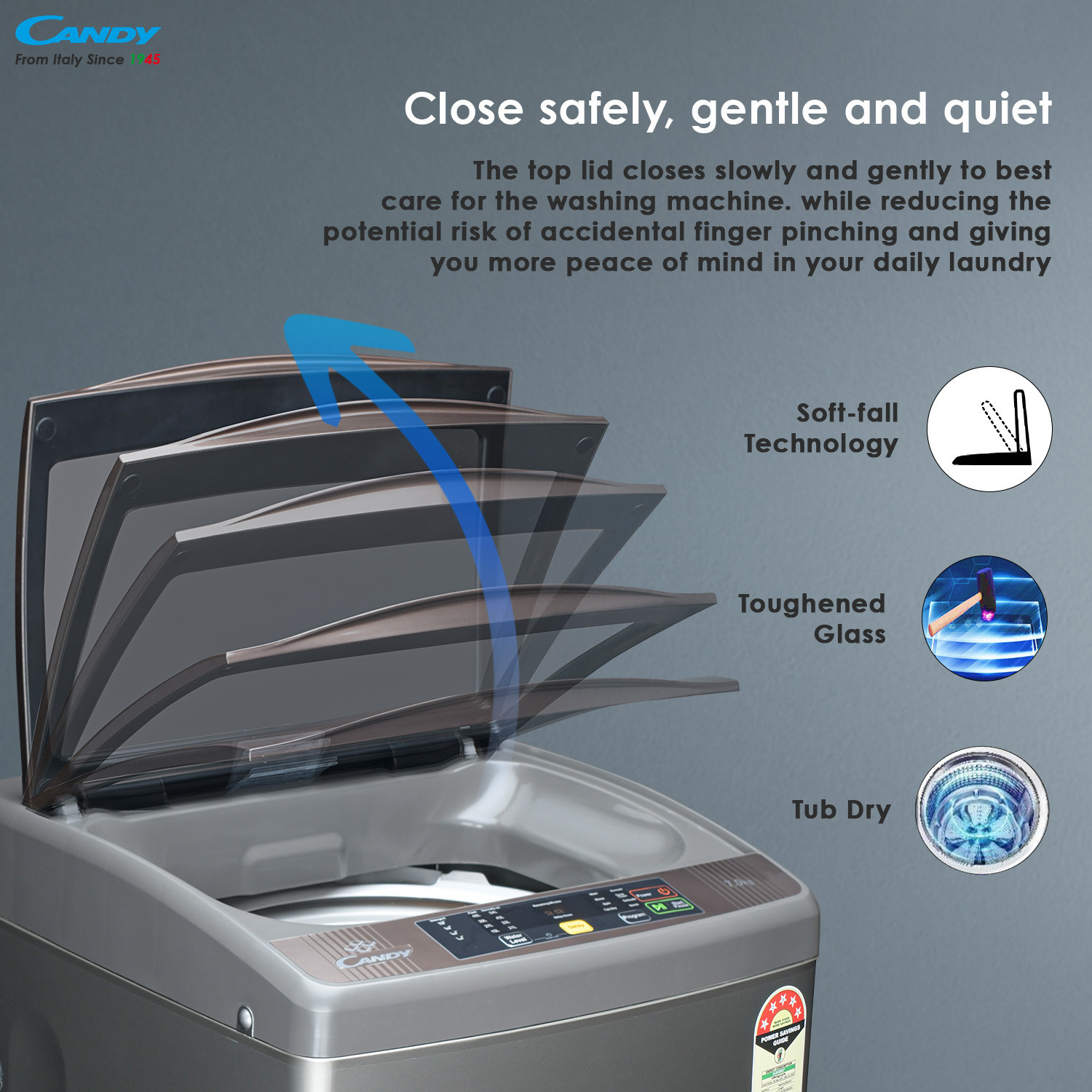 Image of CANDY 7 kg Fully Automatic Top Load Washing Machine Grey