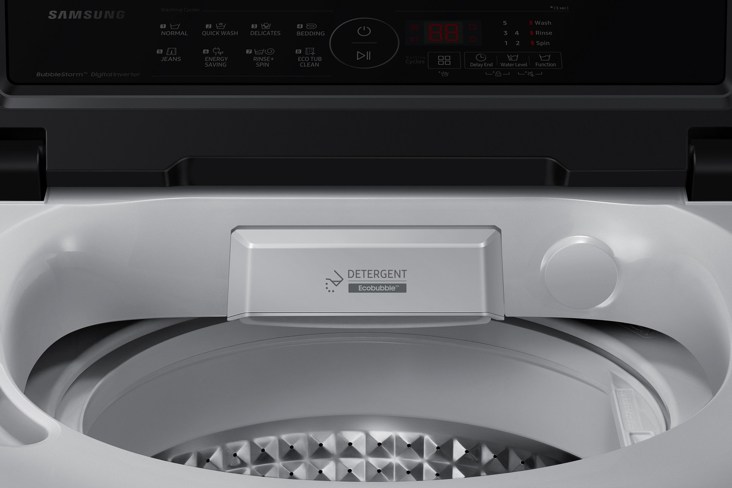 Image of Samsung 7 kg 5 Star, Ecobubble, Soft Closing Door, Digital Inverter Fully Automatic Top Load Washing Machine Grey