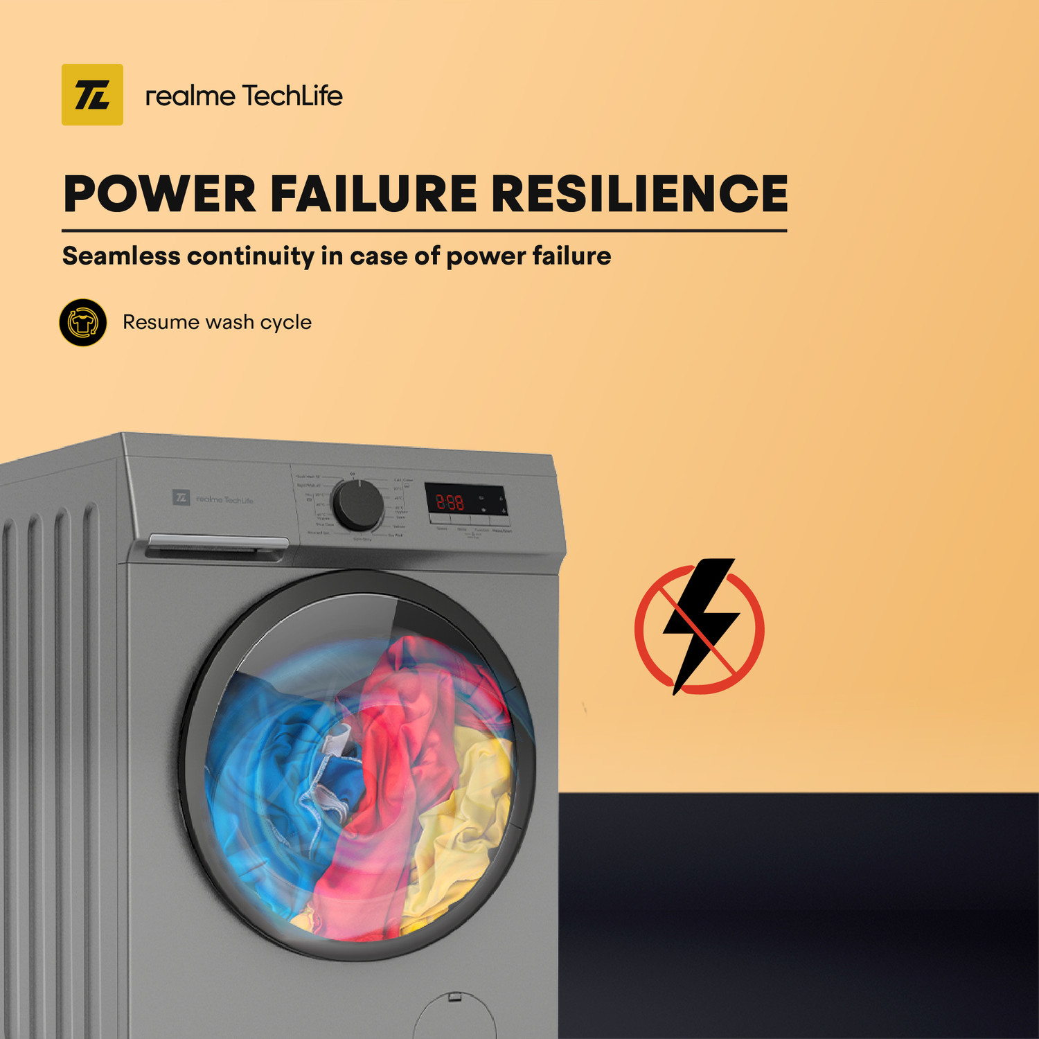 Image of realme TechLife 7 kg 5 Star Power Clean Fully Automatic Front Load Washing Machine with In-built Heater Silver