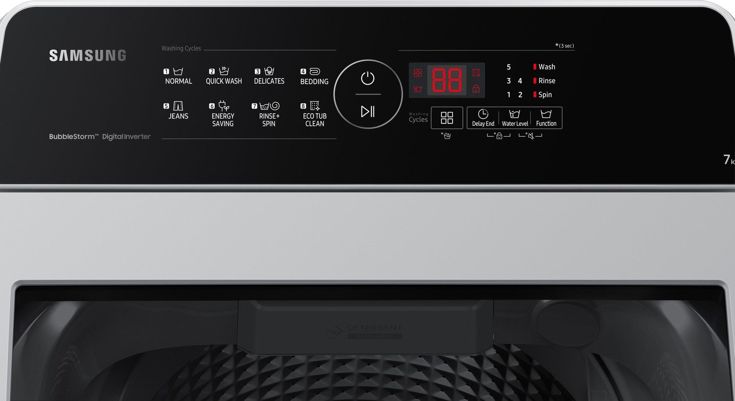 Image of Samsung 7 kg 5 Star, Ecobubble, Soft Closing Door, Digital Inverter Fully Automatic Top Load Washing Machine Grey