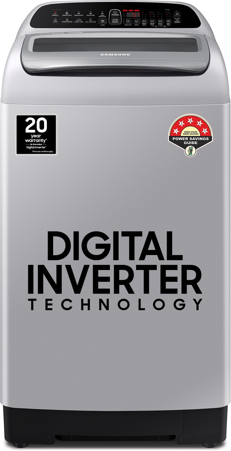 Image of Samsung 7 kg 5 Star Inverter with Diamond Drum Fully Automatic Top Load Washing Machine Silver