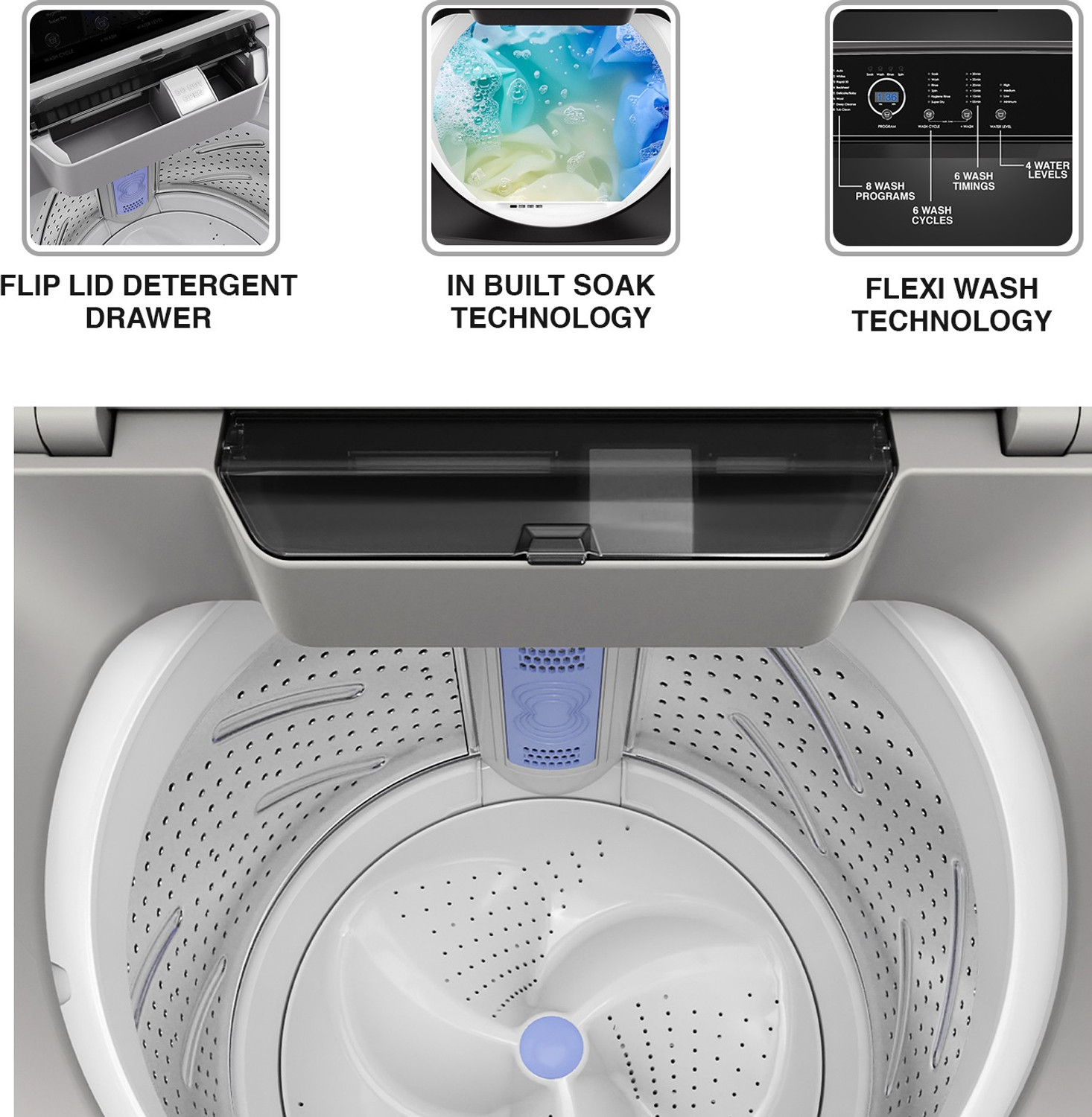 Image of Godrej 7 kg 5 Star With Flexi Wash Technology And Soft-Close Lid Washing Machine Fully Automatic Top Load Silver