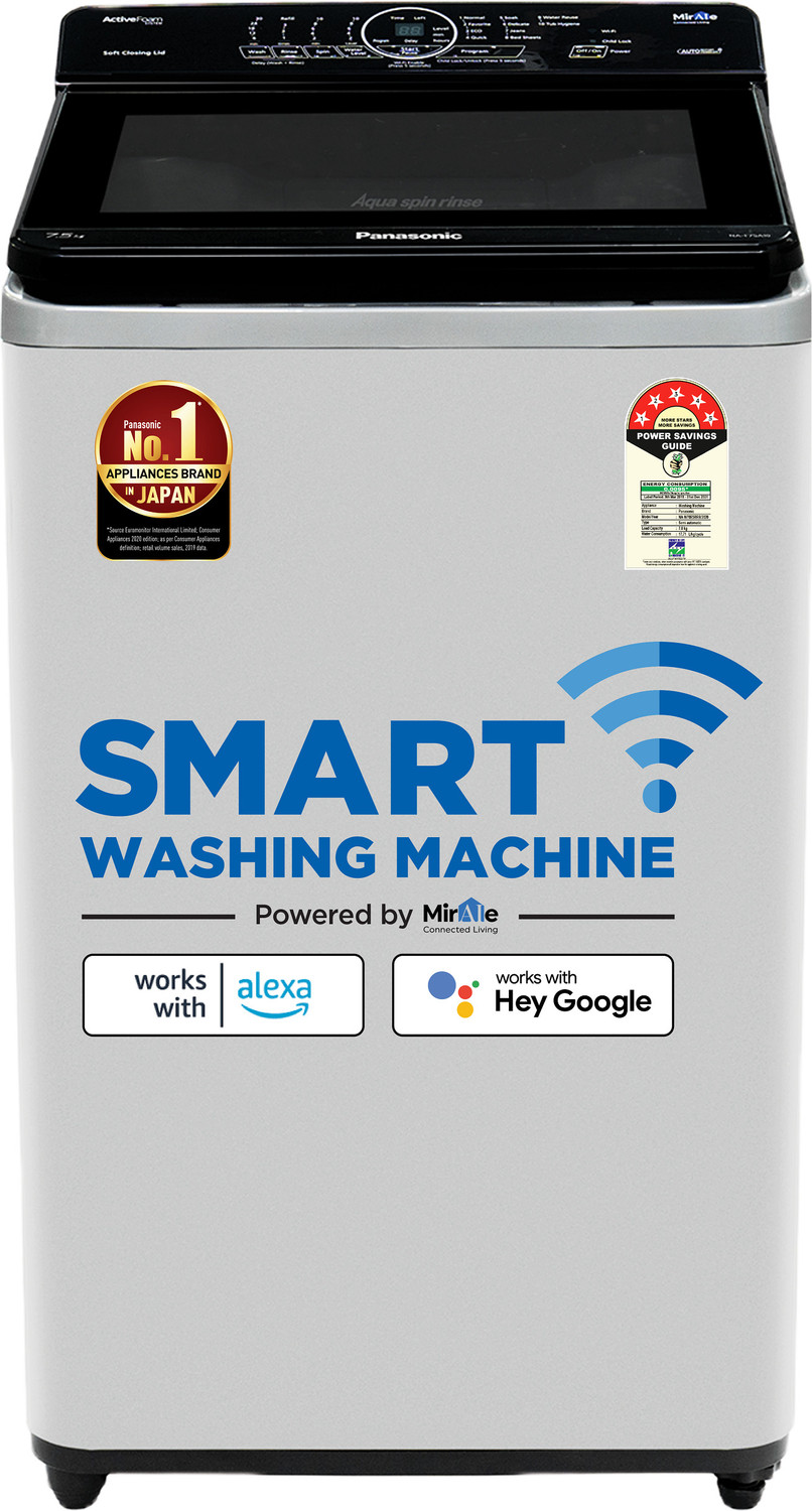 Image of Panasonic 7.5 kg Wi-Fi Enabled Smart Washing Machine Fully Automatic Top Load Grey