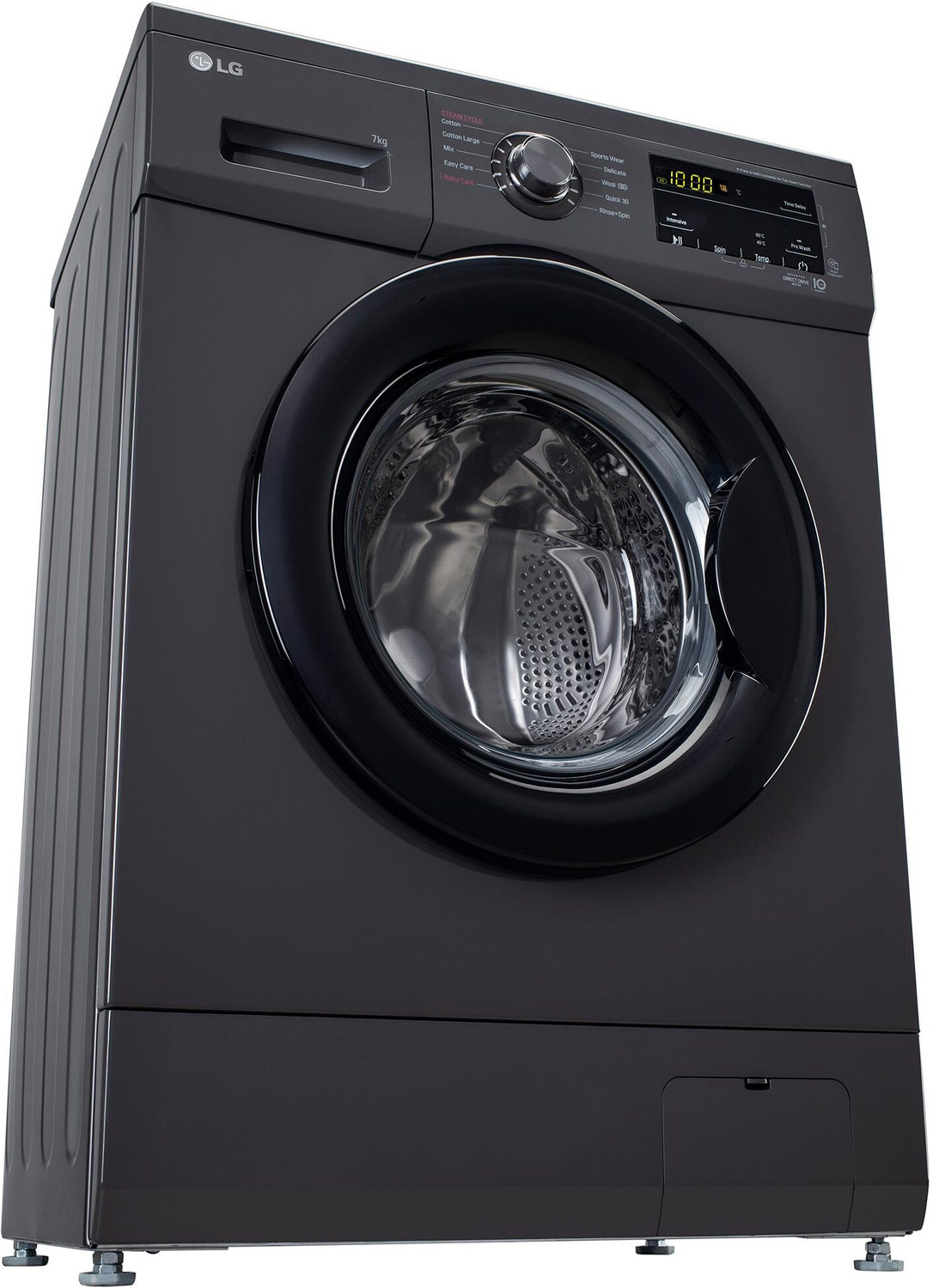 Image of LG 7 kg 5 Star with Steam, Inverter Direct Drive Technology, 6 Motion DD, Touch Panel and 1200 RPM Fully Automatic Front Load Washing Machine with In-built Heater Black, Grey (FHM1207SDM)