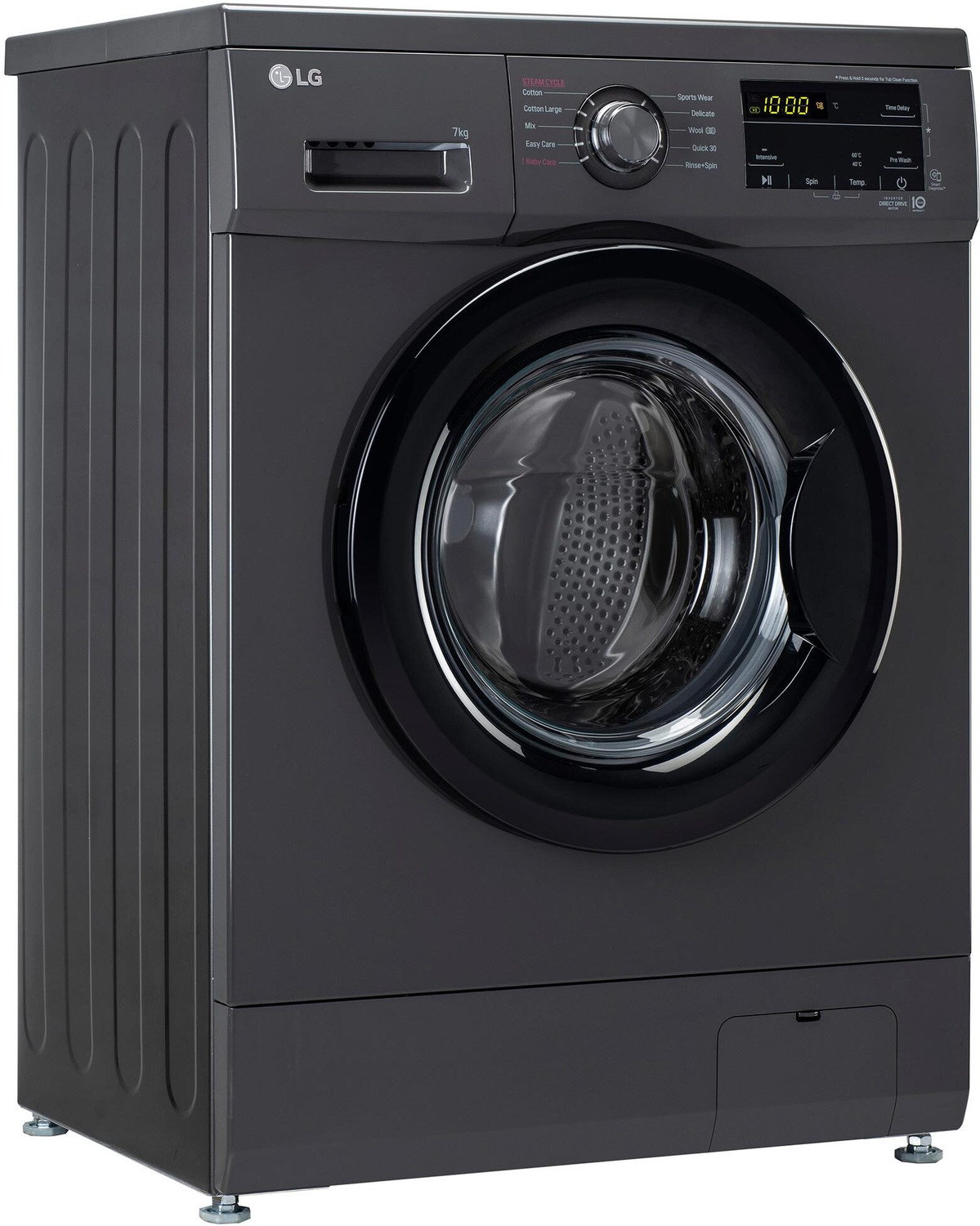 Image of LG 7 kg 5 Star with Steam, Inverter Direct Drive Technology, 6 Motion DD, Touch Panel and 1200 RPM Fully Automatic Front Load Washing Machine with In-built Heater Black, Grey (FHM1207SDM)
