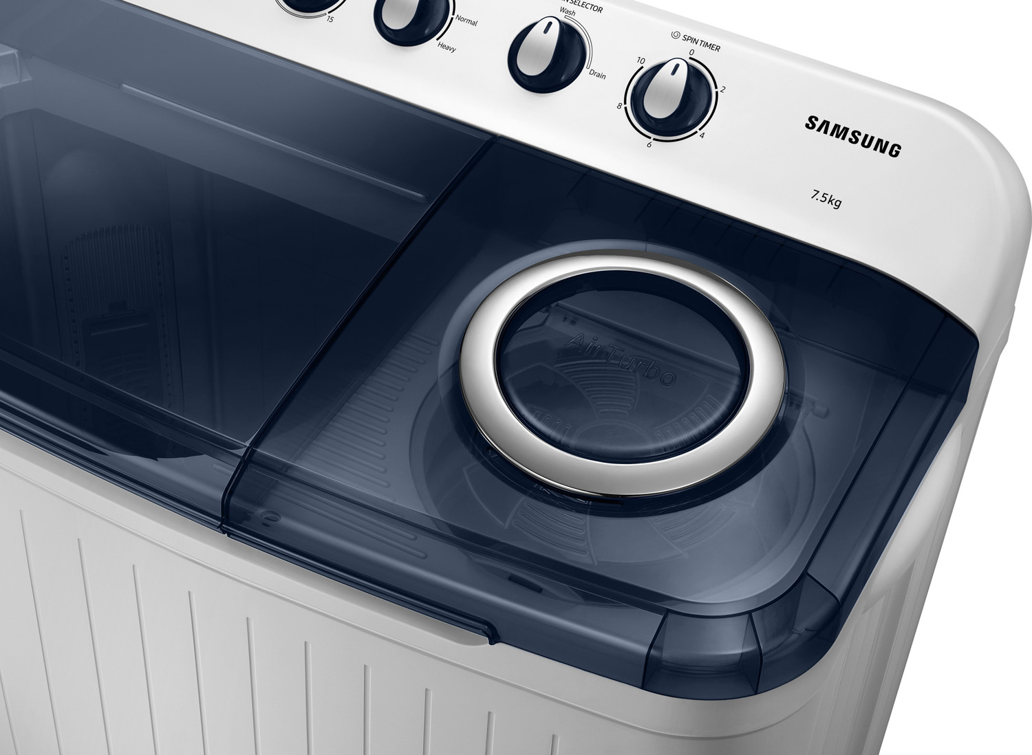 Image of Samsung 7.5 kg 5 star, Air Turbo Drying Semi Automatic Top Load Washing Machine Blue, Grey