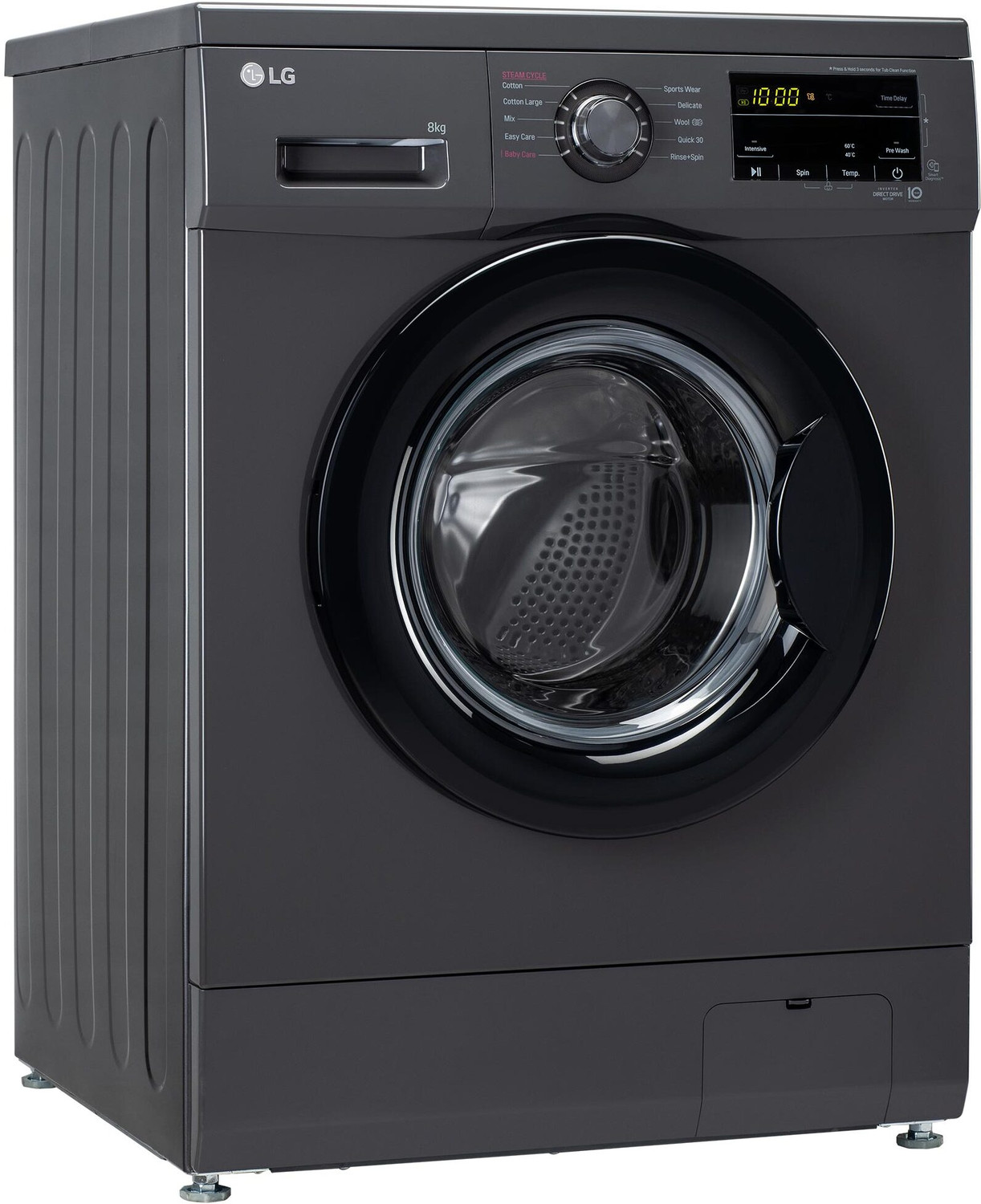 Image of LG 8 kg 5 Star with Steam, Inverter Direct Drive, 6 Motion Direct Drive, Touch Panel and 1400 RPM Fully Automatic Front Load Washing Machine with In-built Heater Black, Grey (FHM1408BDM)