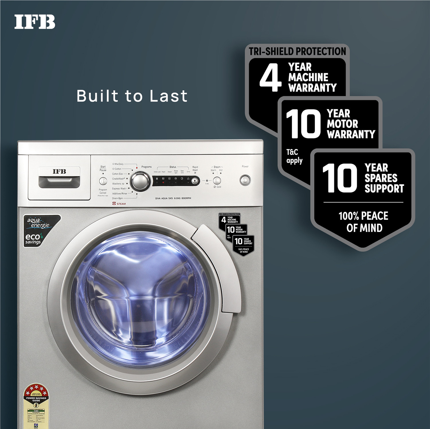 Image of IFB 6 kg Steam Wash, Hard Water Wash, Active Color Protection Fully Automatic Front Load Washing Machine Silver