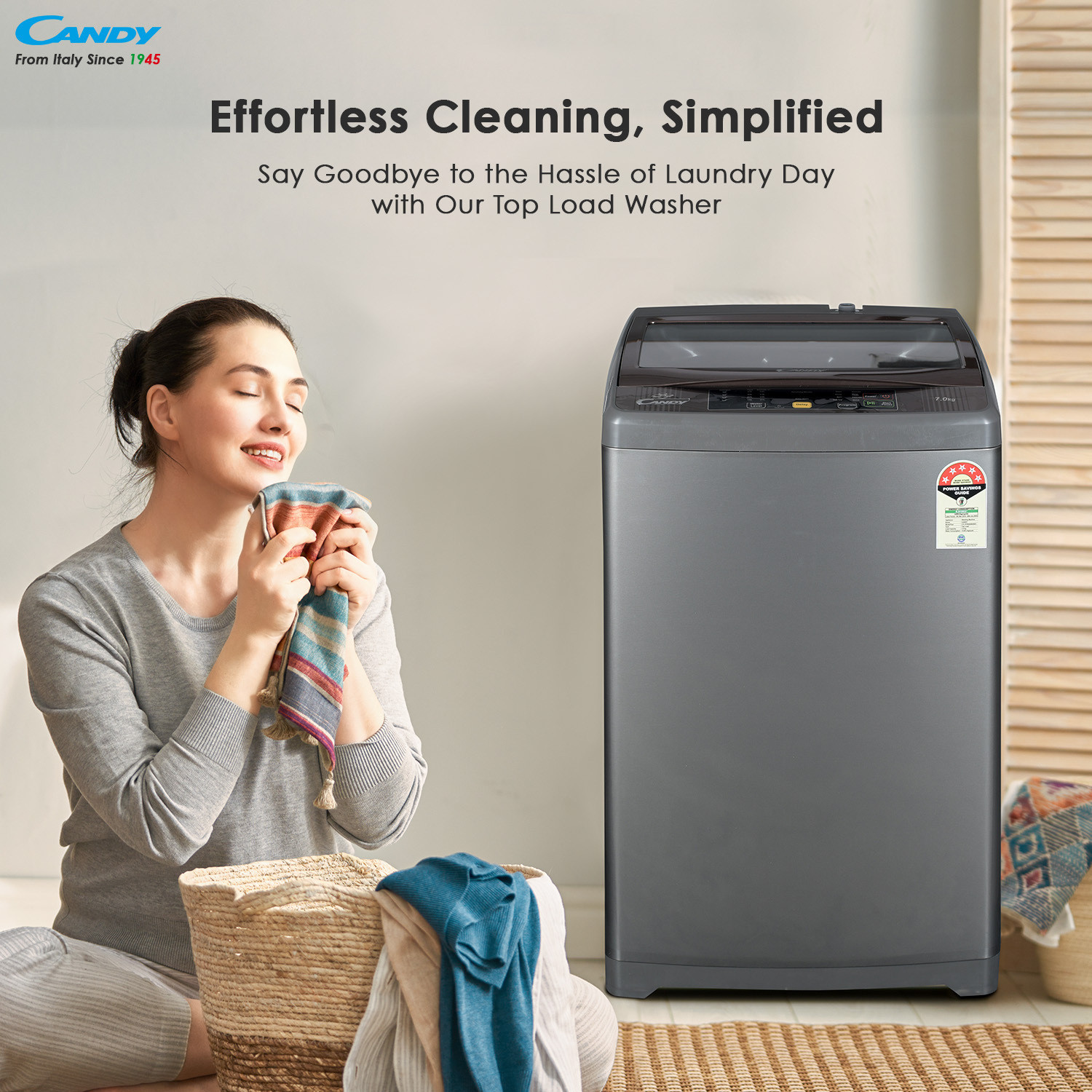 Image of CANDY 7 kg Fully Automatic Top Load Washing Machine Grey